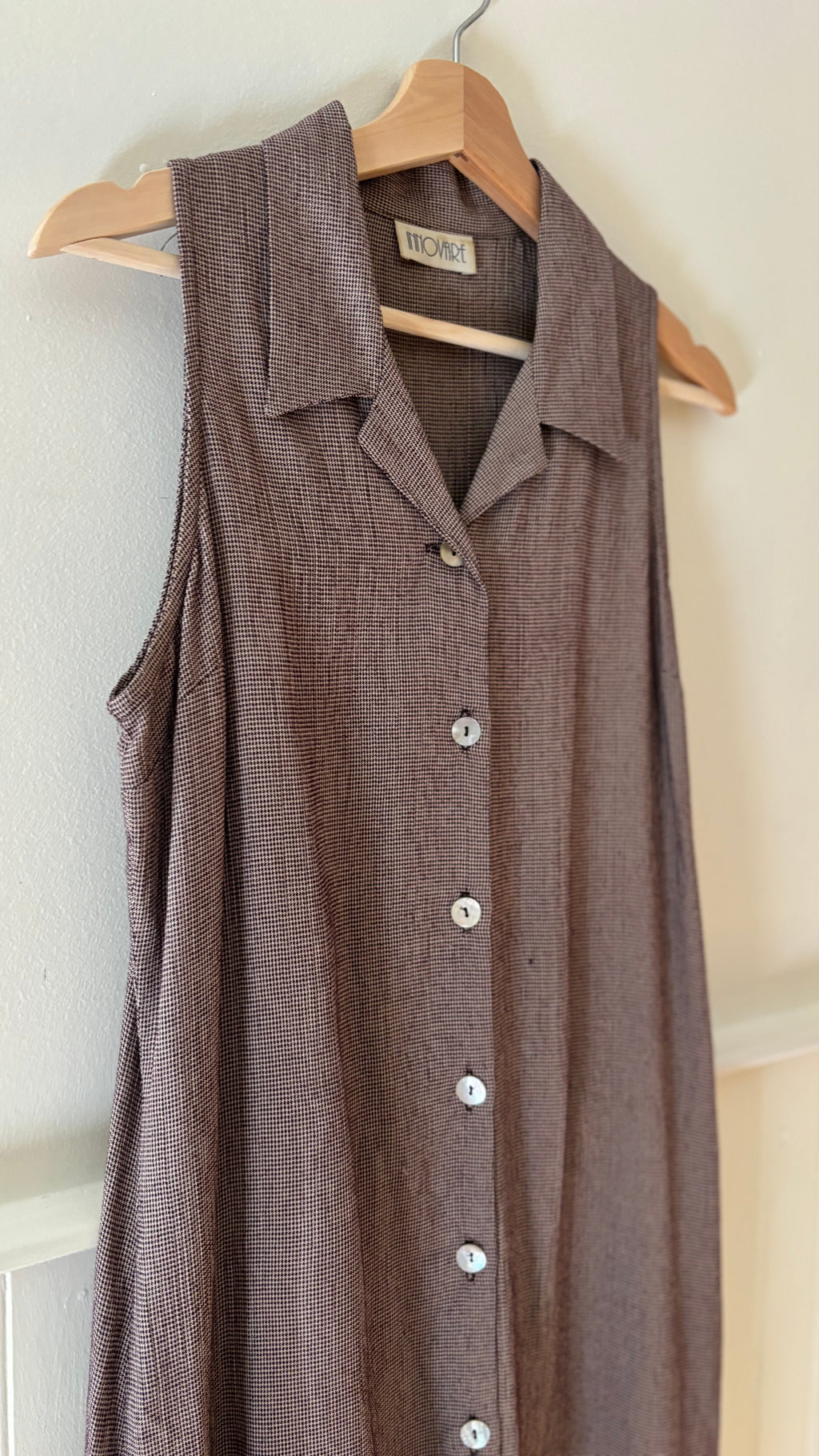 1990s Brown Button-Front Collared Maxi Dress