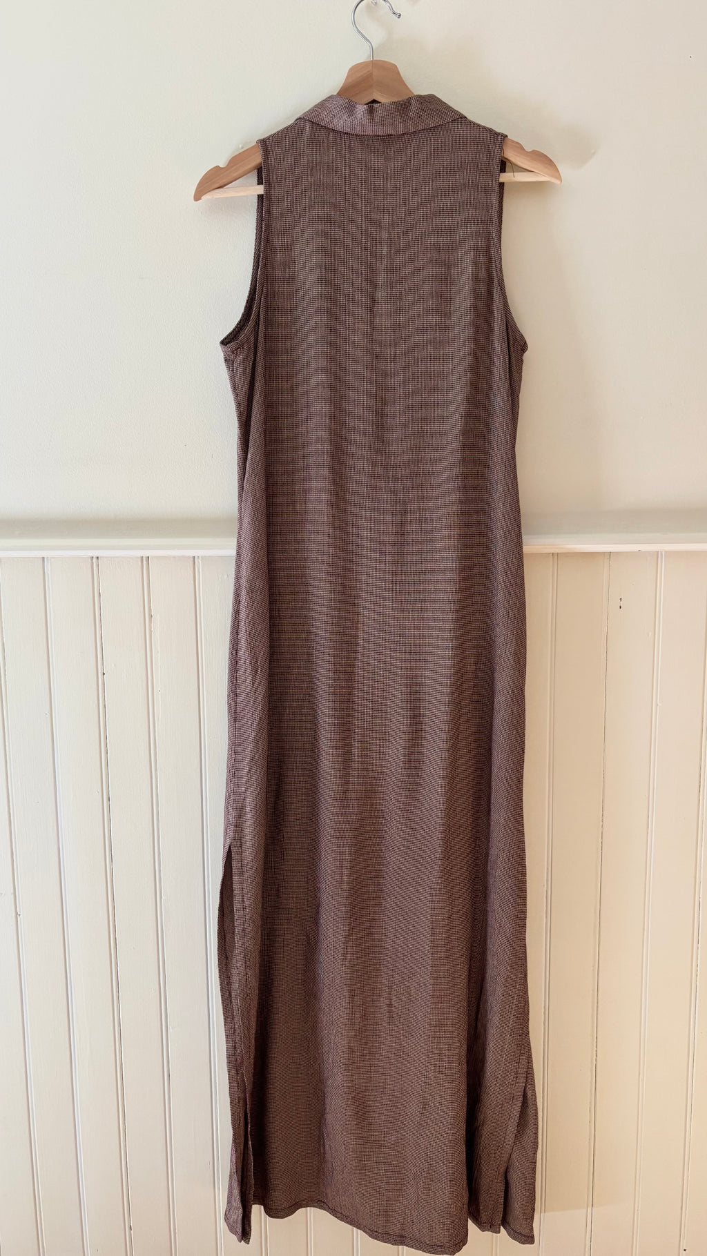 1990s Brown Button-Front Collared Maxi Dress