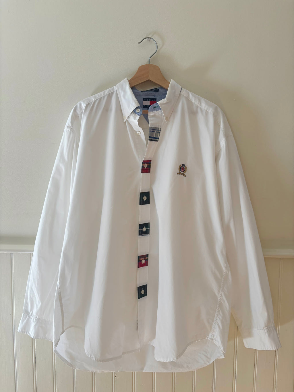 1990s Oversized Tommy Cotton Button Up Shirt