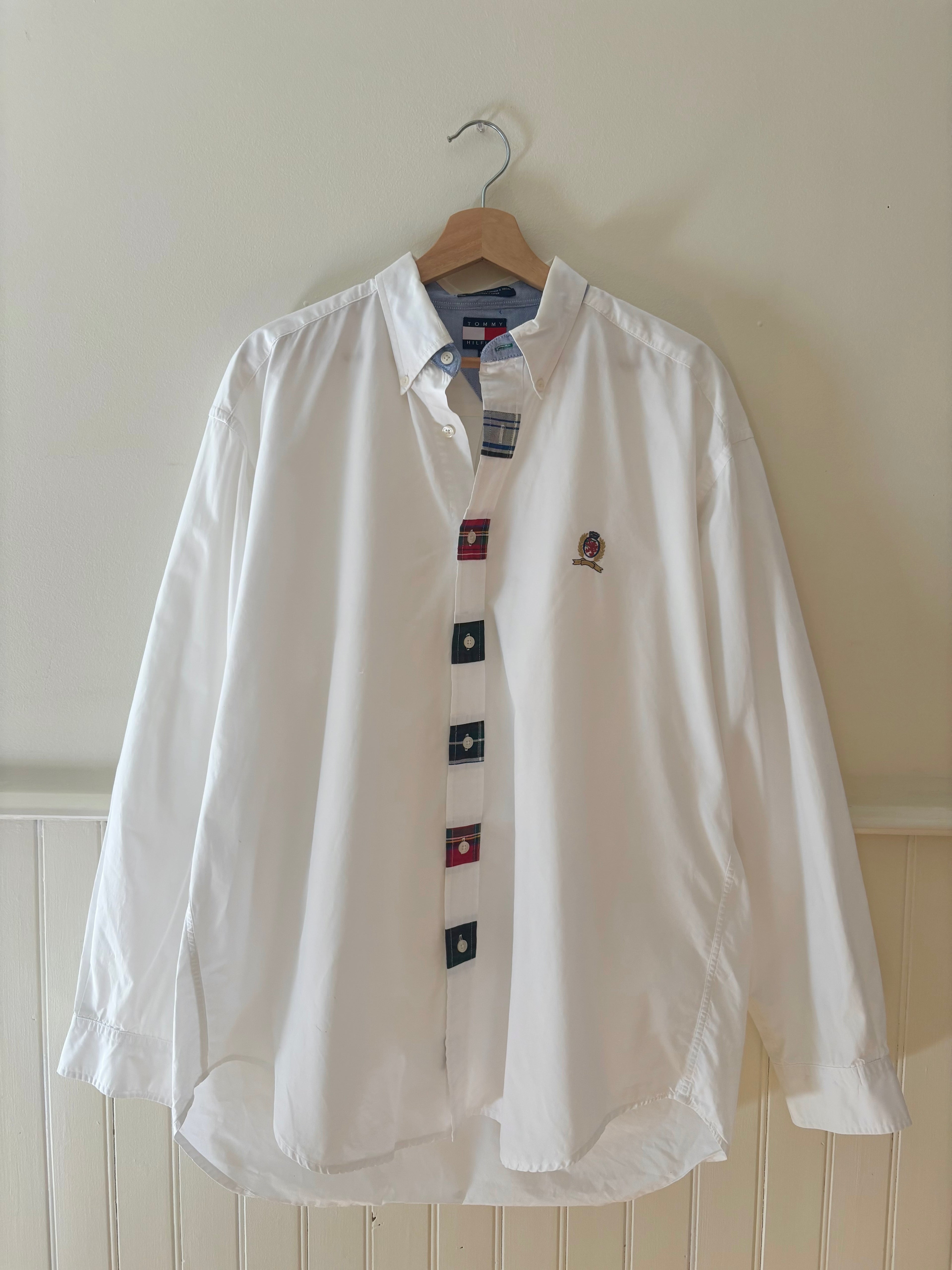 1990s Oversized Tommy Cotton Button Up Shirt