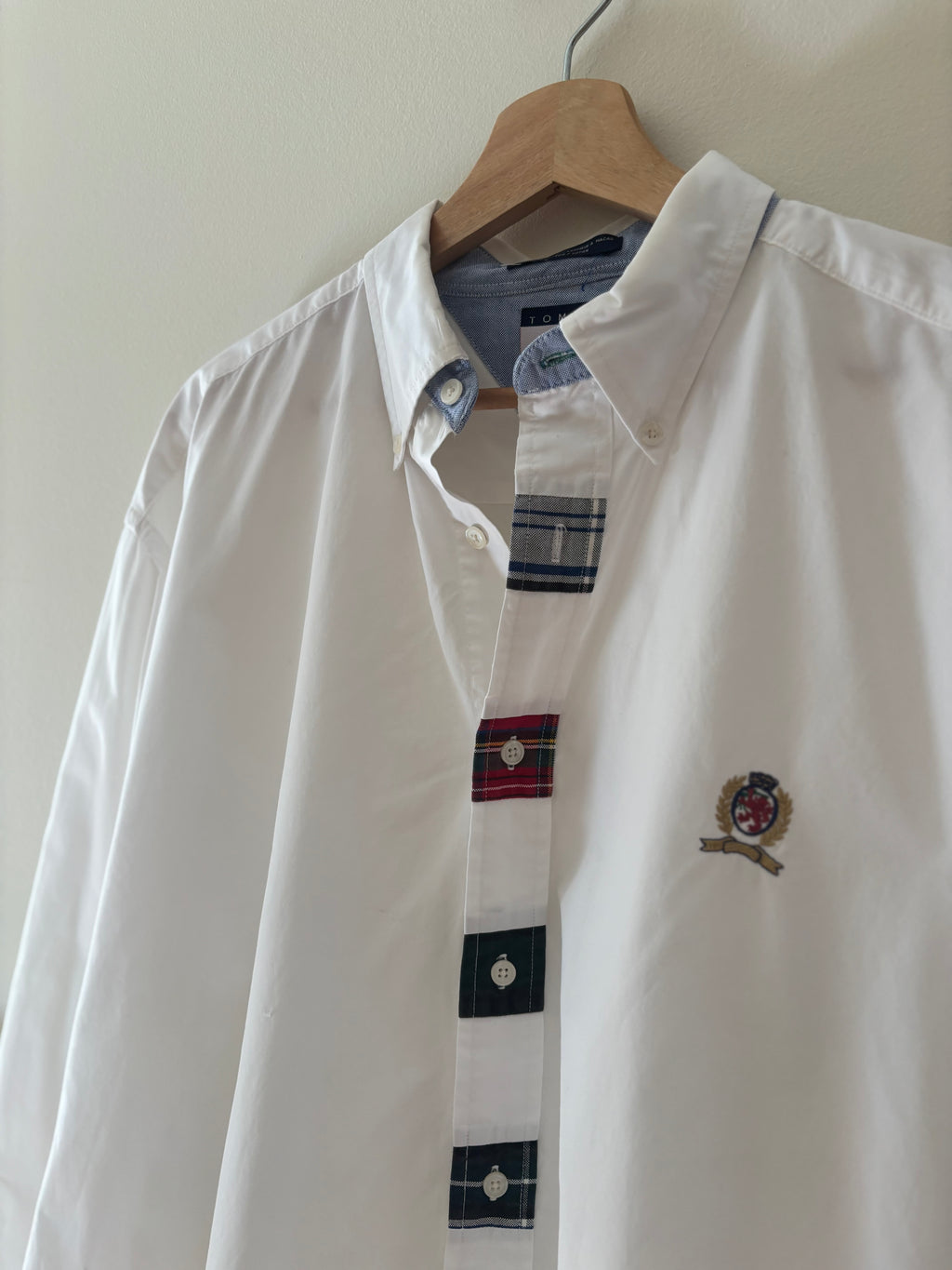 1990s Oversized Tommy Cotton Button Up Shirt