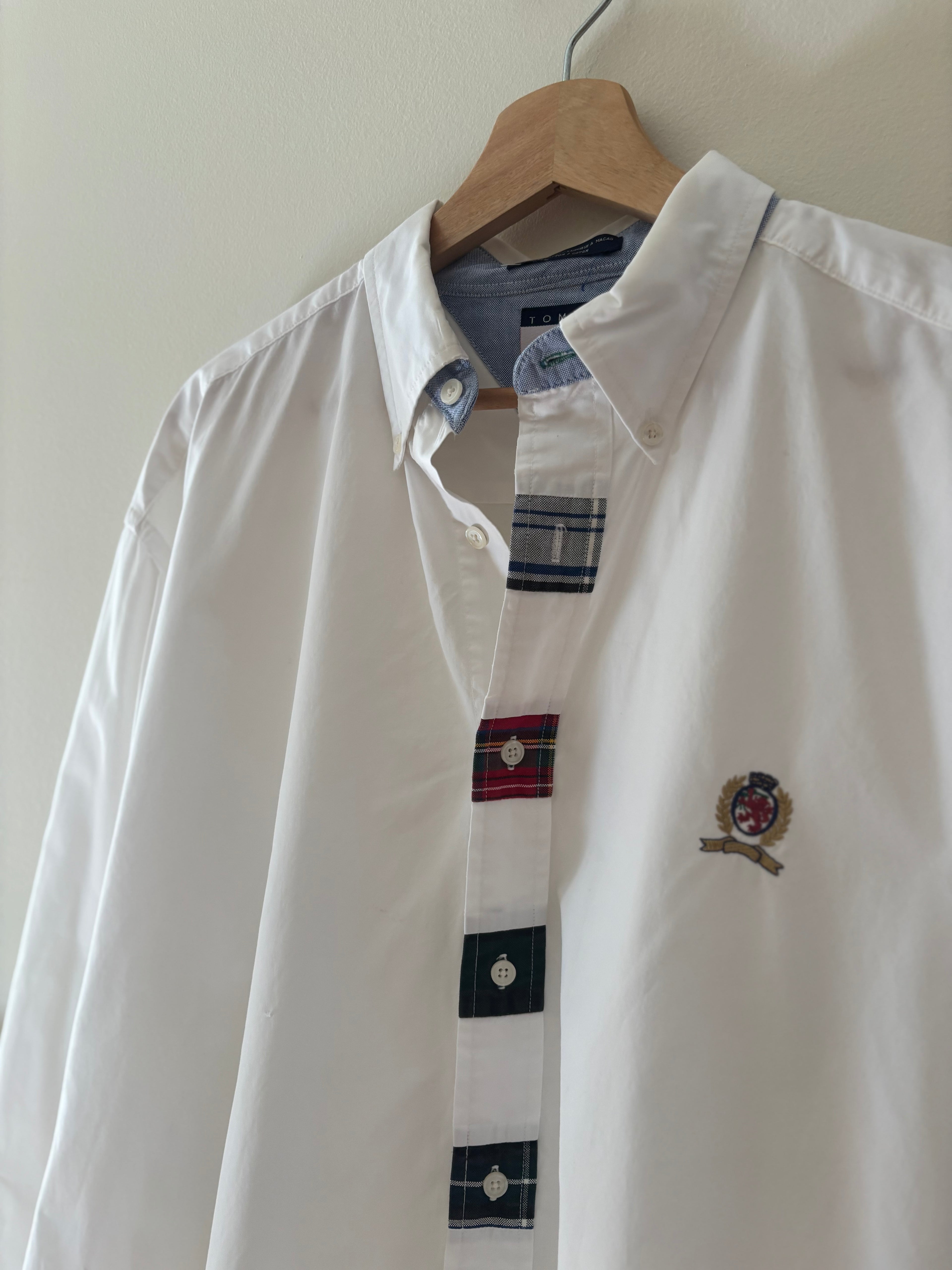 1990s Oversized Tommy Cotton Button Up Shirt