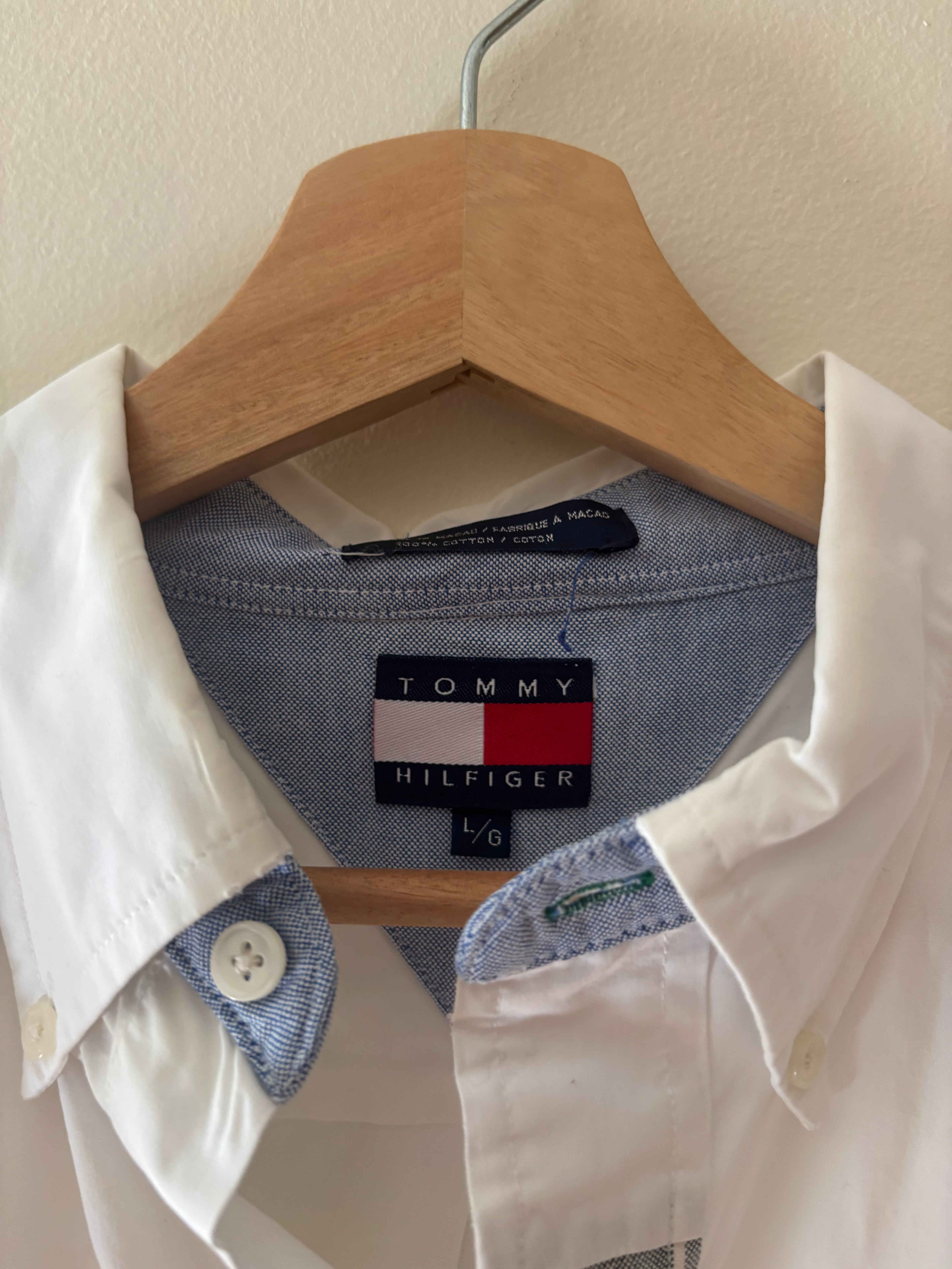 1990s Oversized Tommy Cotton Button Up Shirt