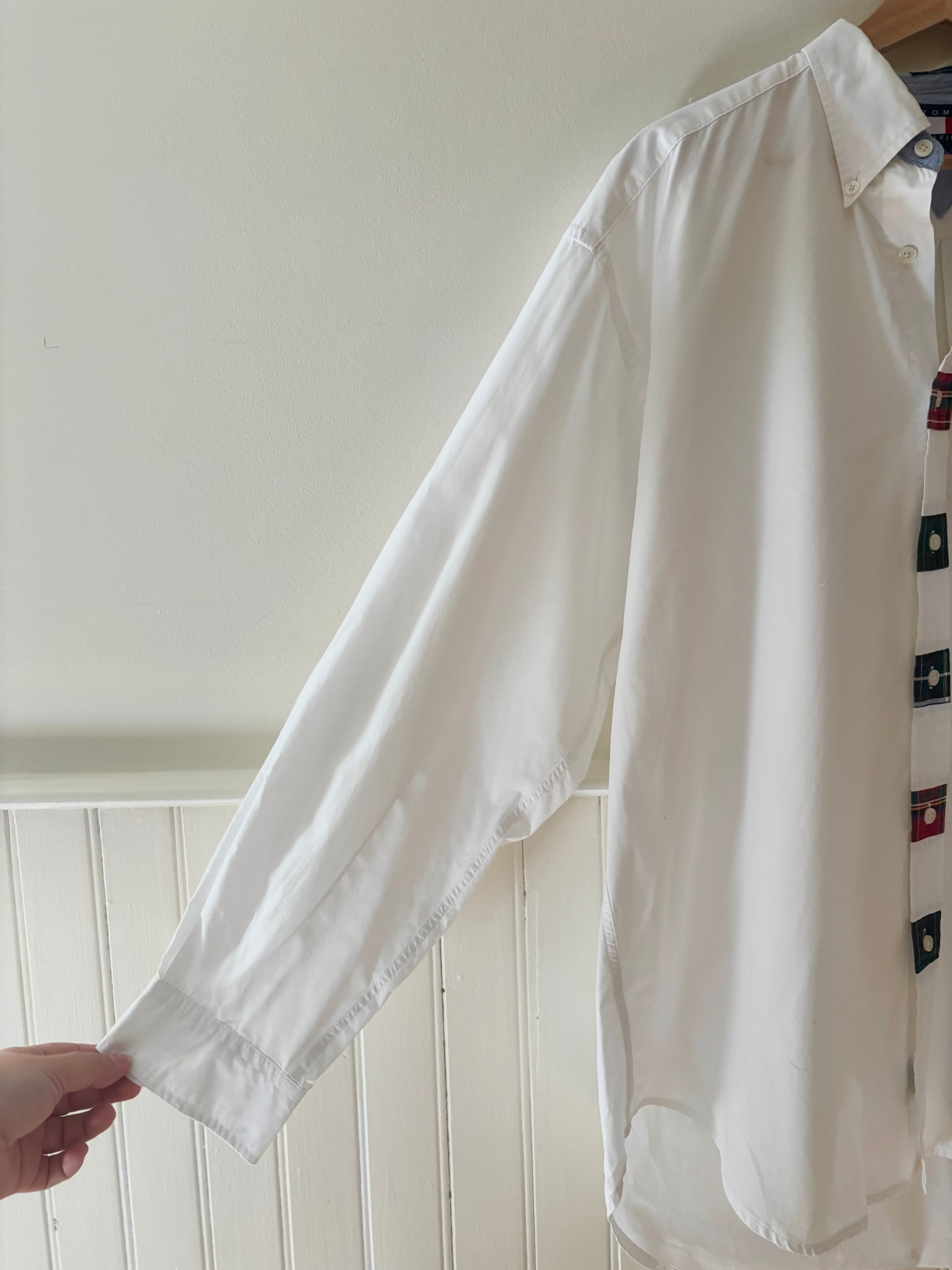 1990s Oversized Tommy Cotton Button Up Shirt