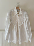 1990s Lace Puff Sleeve Cotton Blouse