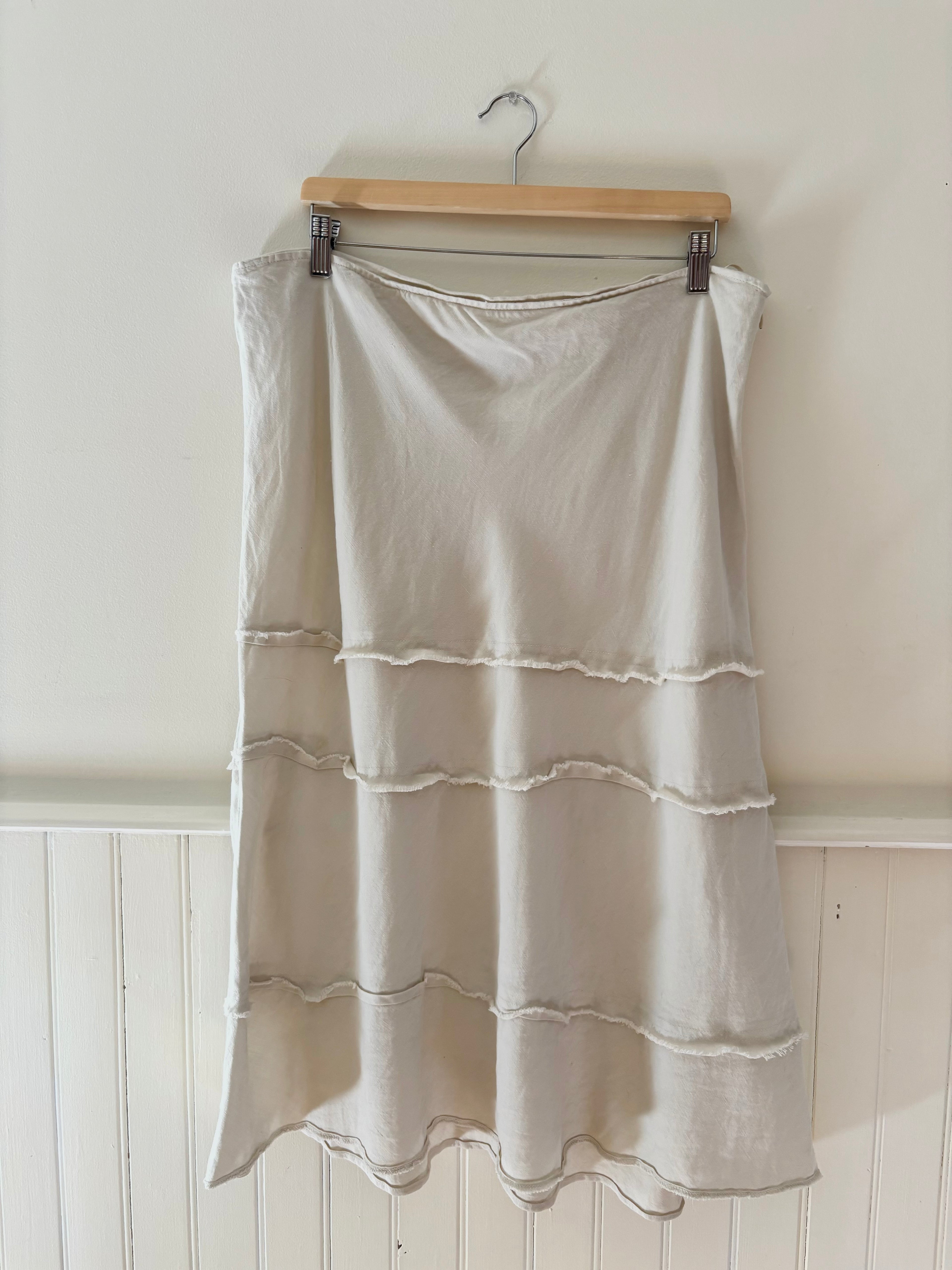1990s Tiered Linen Maxi Skirt | size 38"