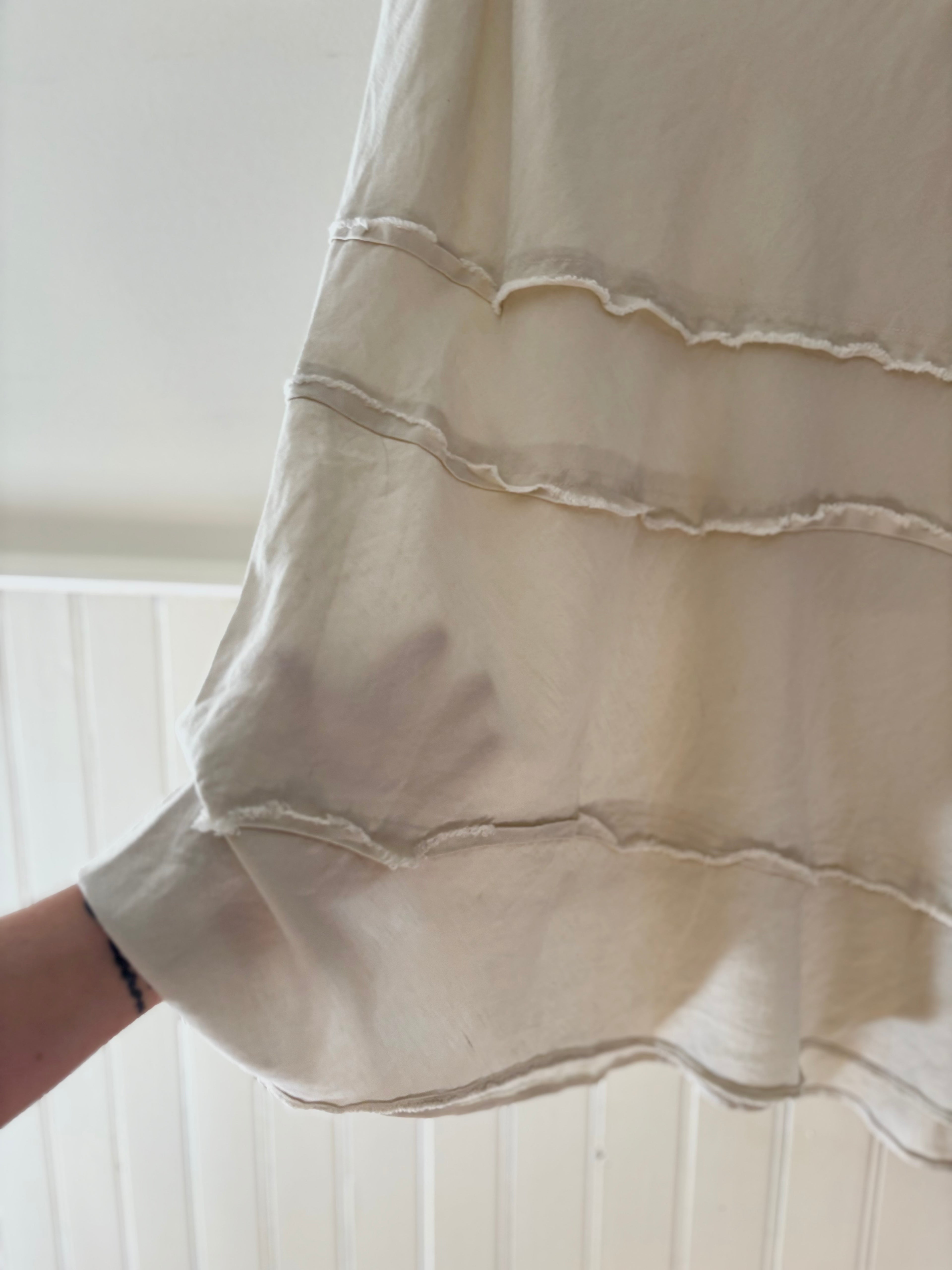 1990s Tiered Linen Maxi Skirt | size 38"