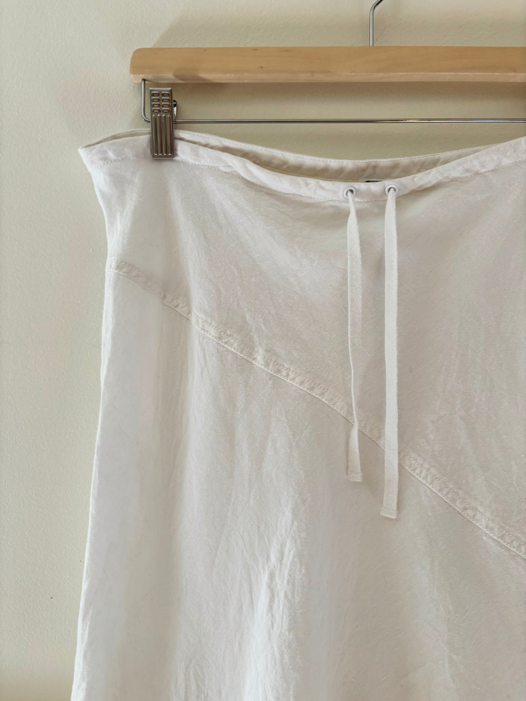 Y2K Linen Midi Skirt with Drawstring | size 32"