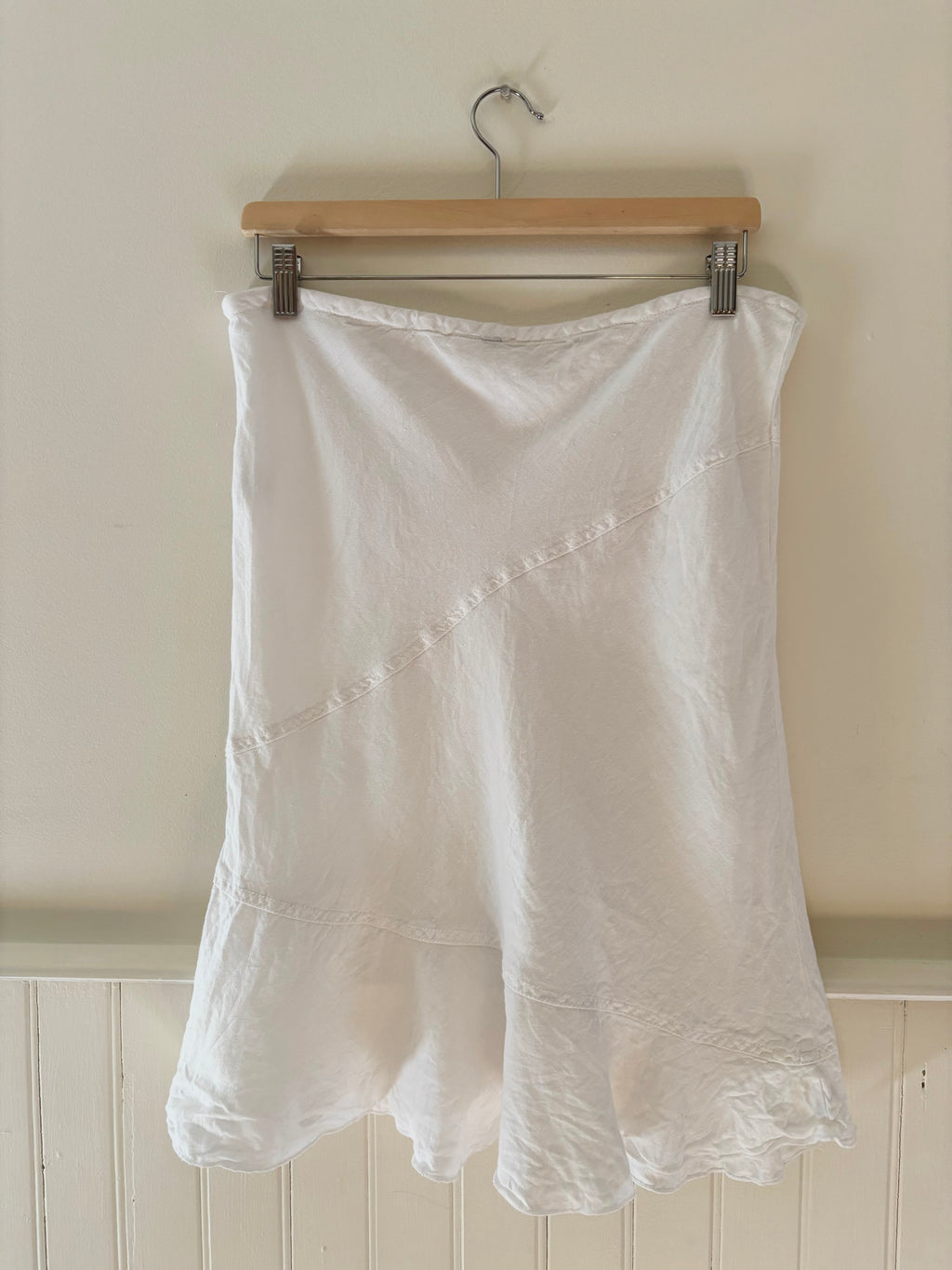 Y2K Linen Midi Skirt with Drawstring | size 32"