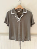 1990s Soft Tie-Back Knit Blouse with Bow | Vintage Collared Top