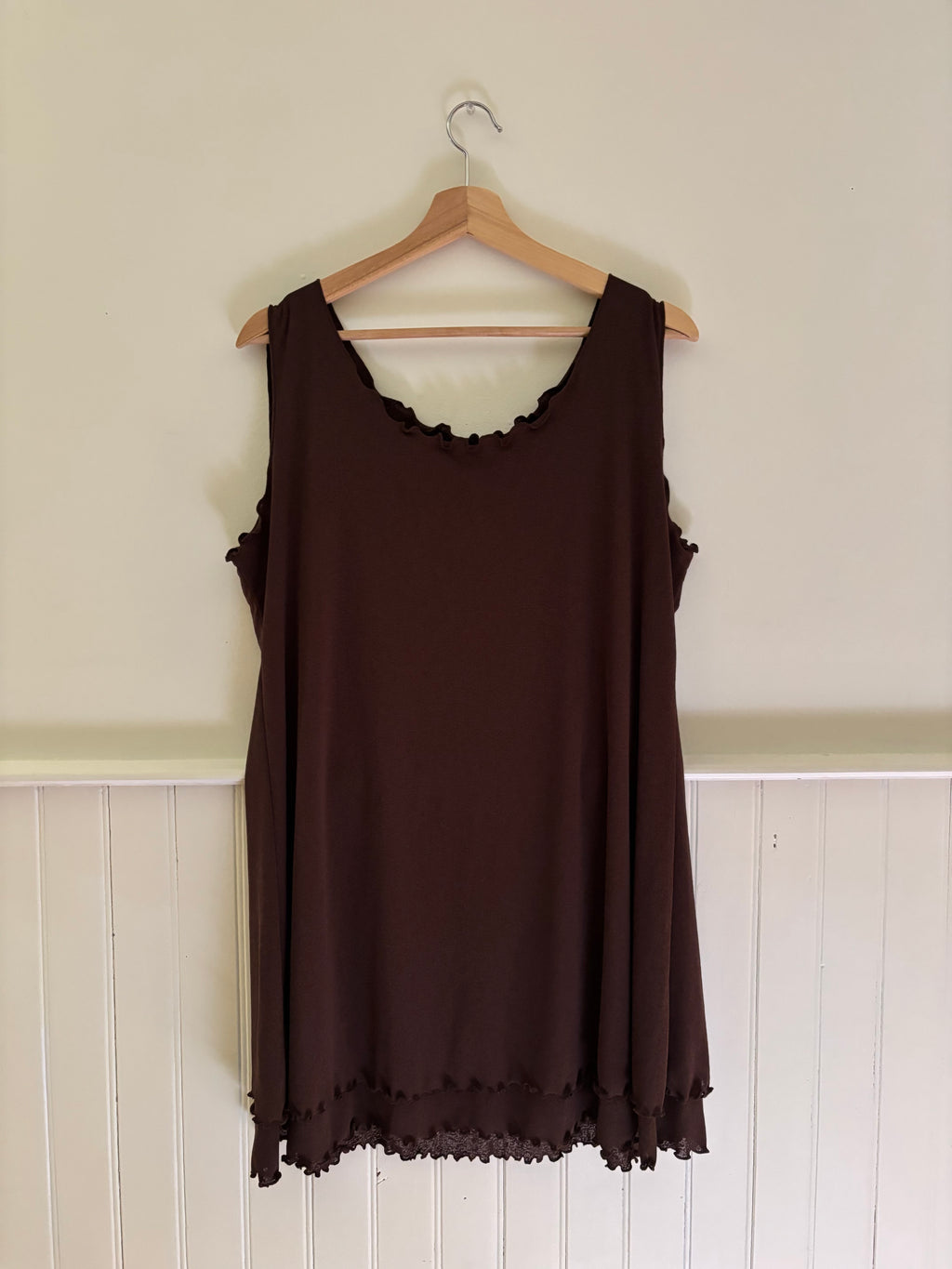 1990s Brown Ruffled Mini Dress | Made in Canada
