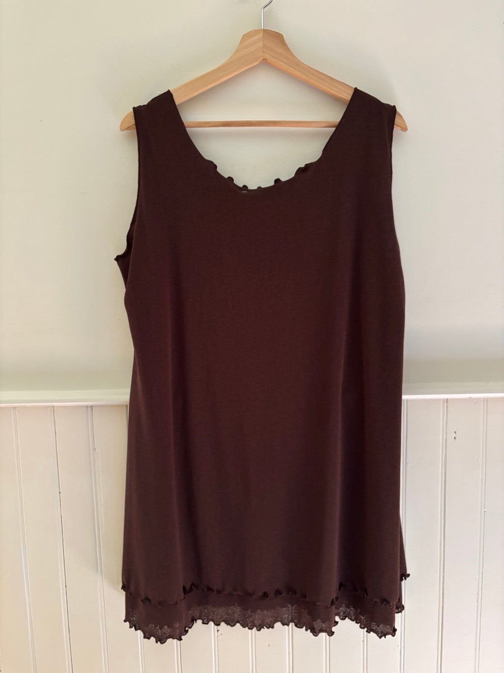 1990s Brown Ruffled Mini Dress | Made in Canada