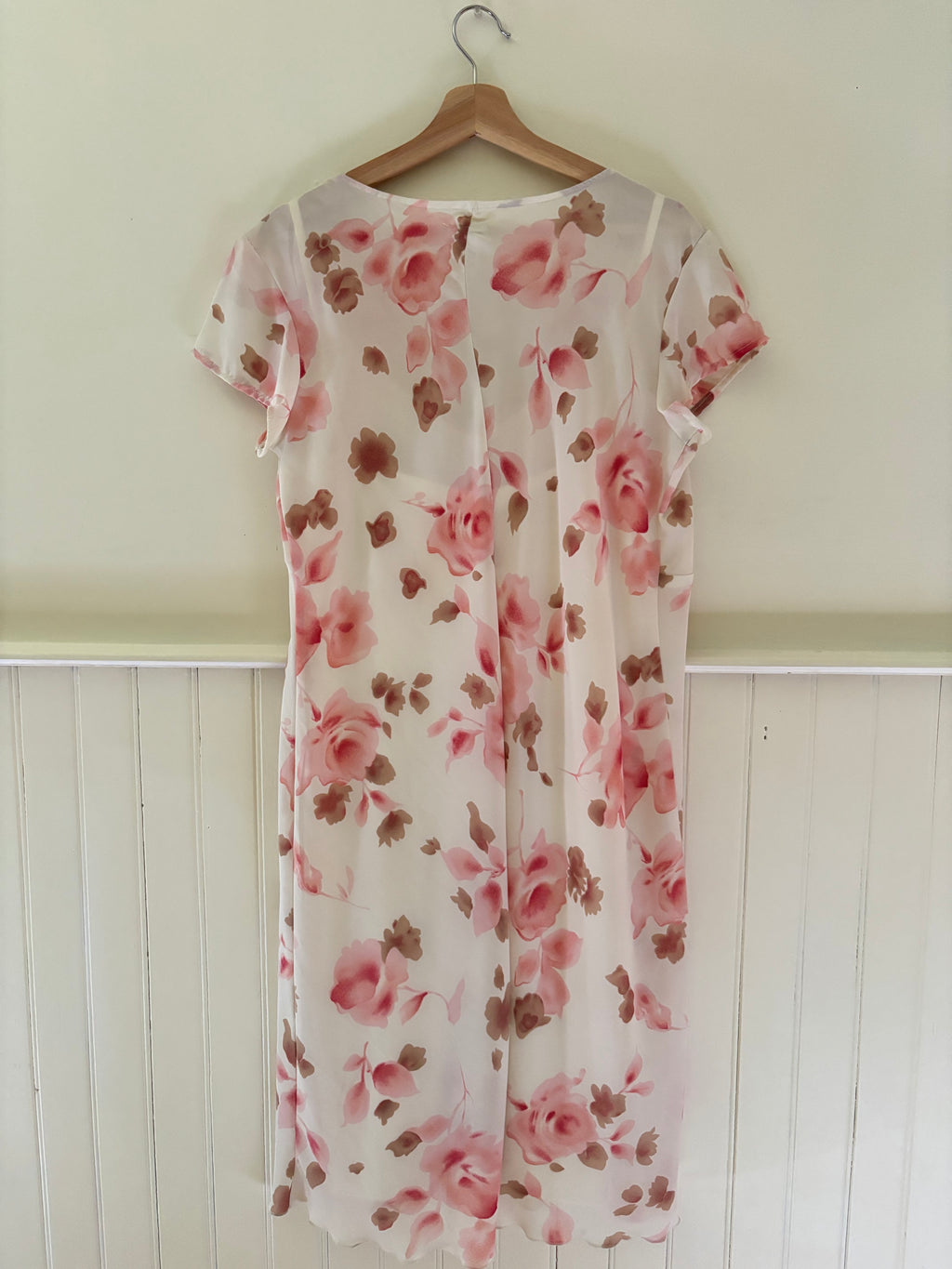 Y2K Vintage Cream & Pink Floral Dress with Slip