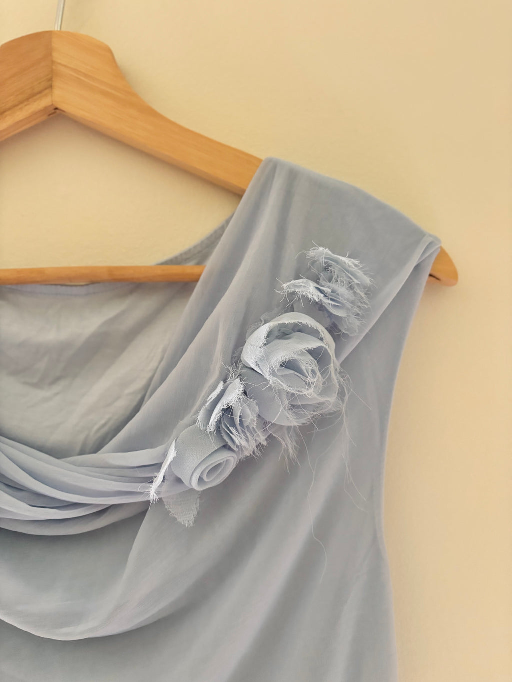 Y2K Light Blue Boat Neck Top with Rosettes