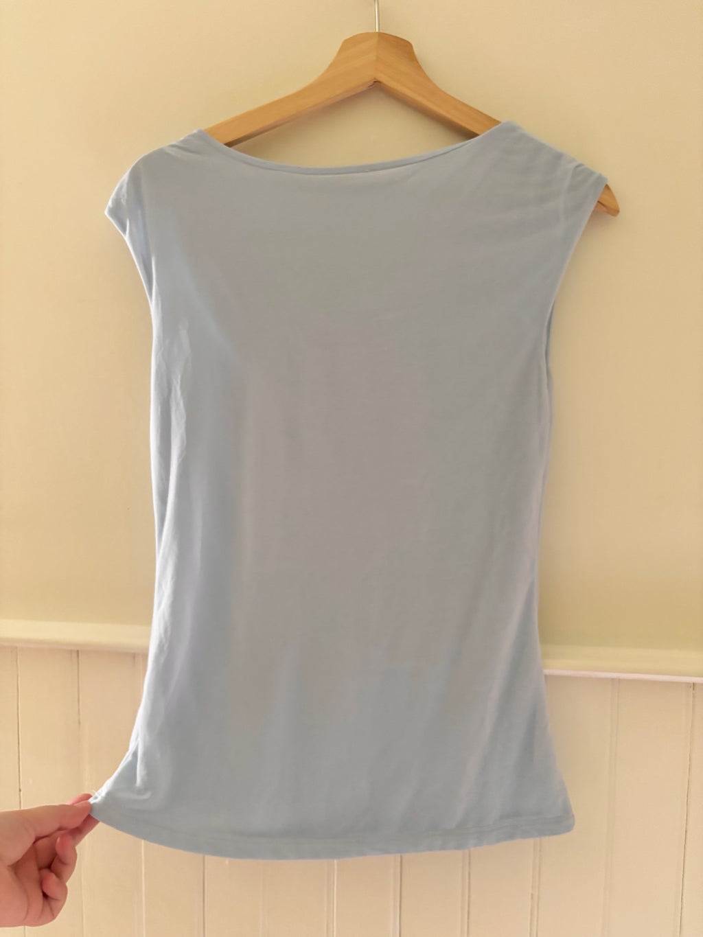 Y2K Light Blue Boat Neck Top with Rosettes