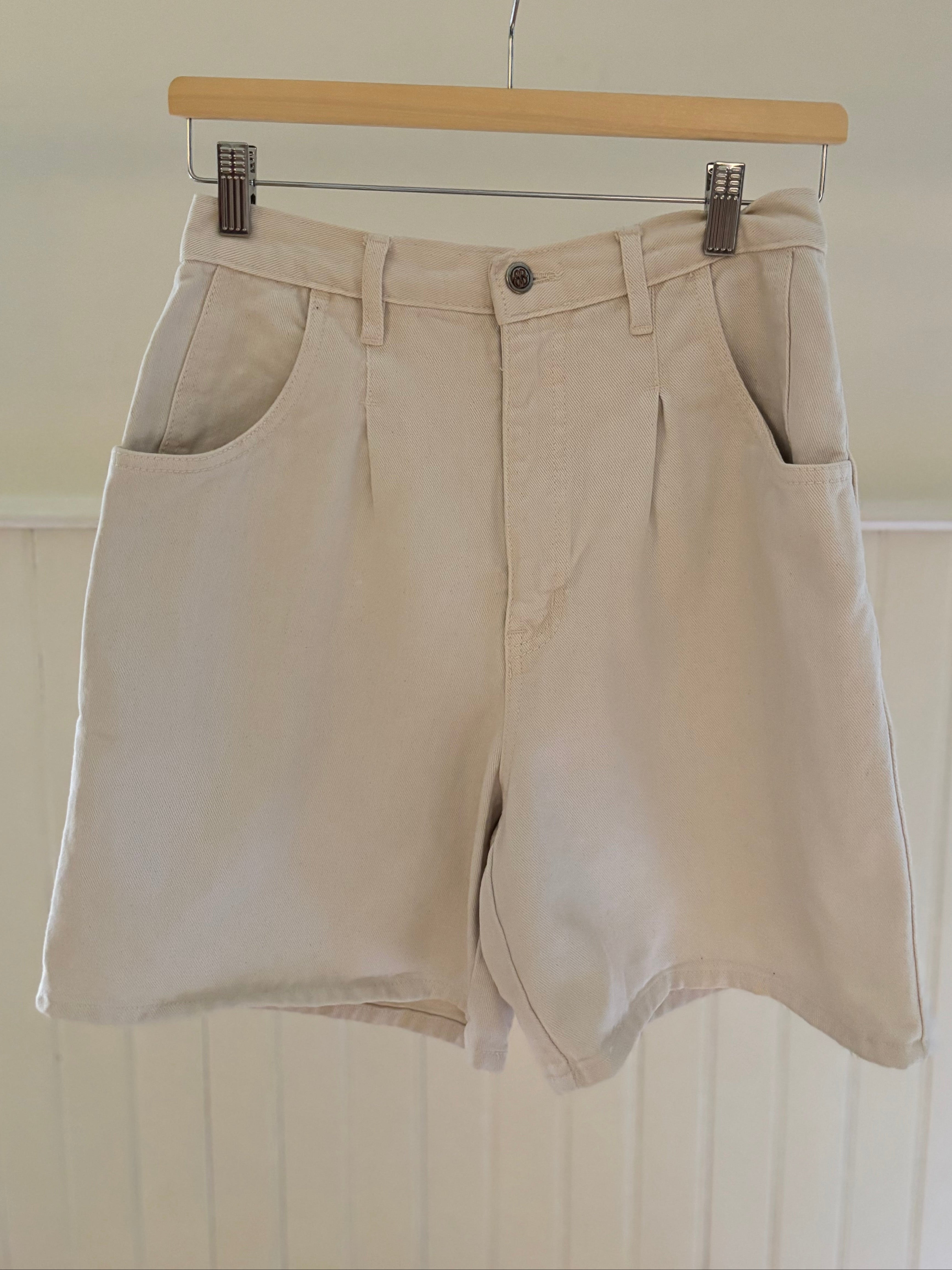 1990s High Rise White Jean Shorts | size 26"