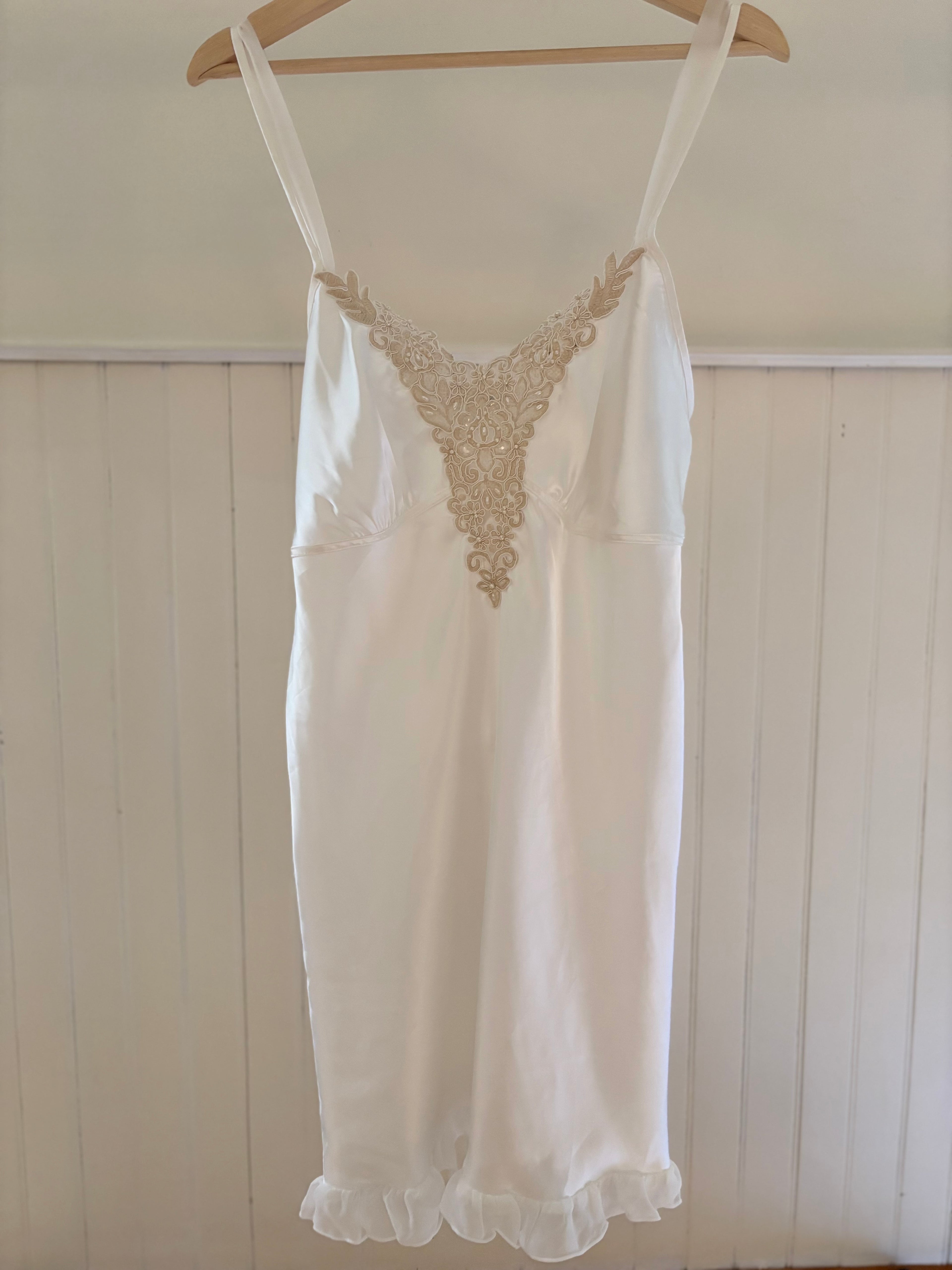 Y2K White Slip Dress with Lace