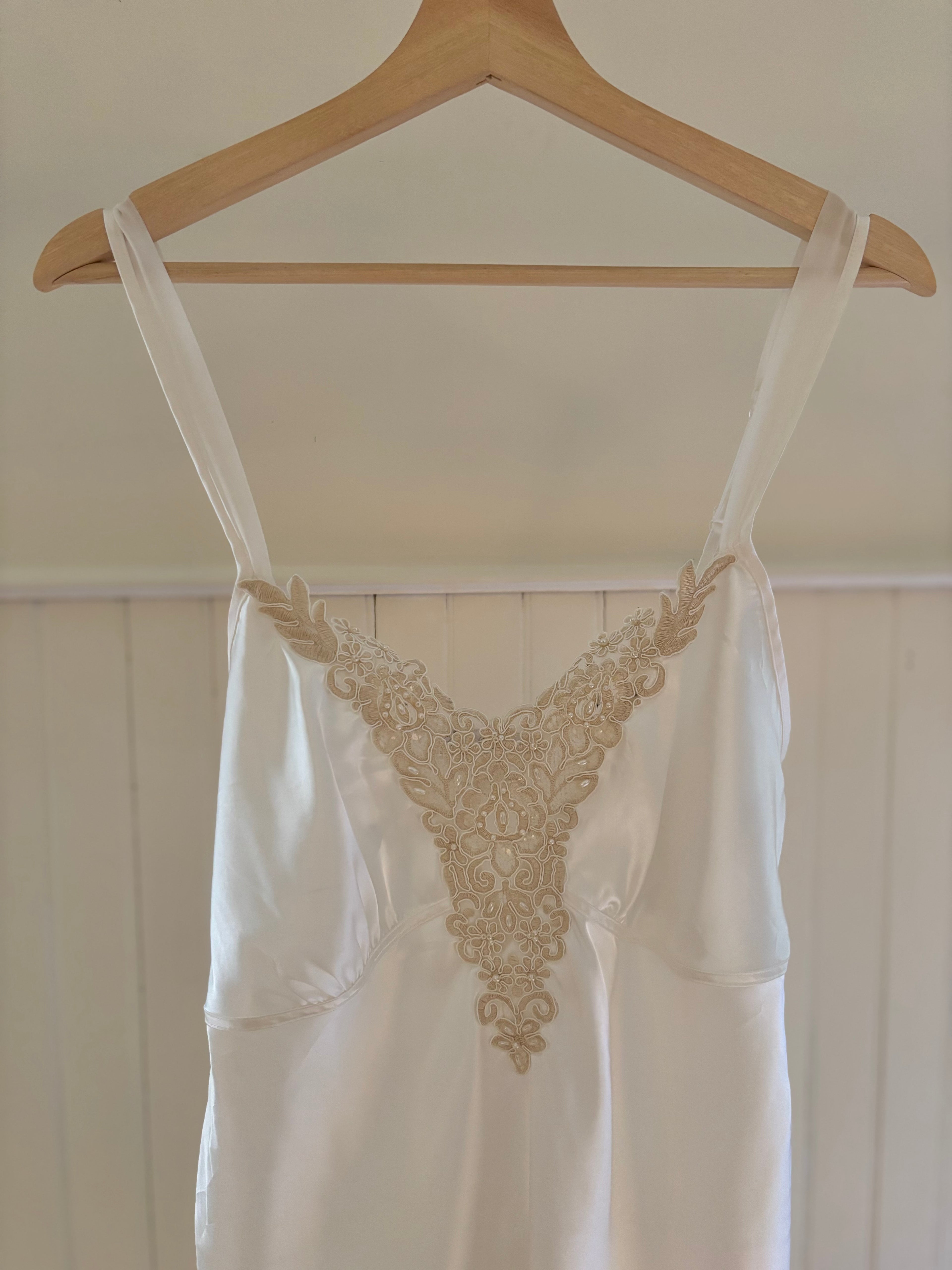 Y2K White Slip Dress with Lace