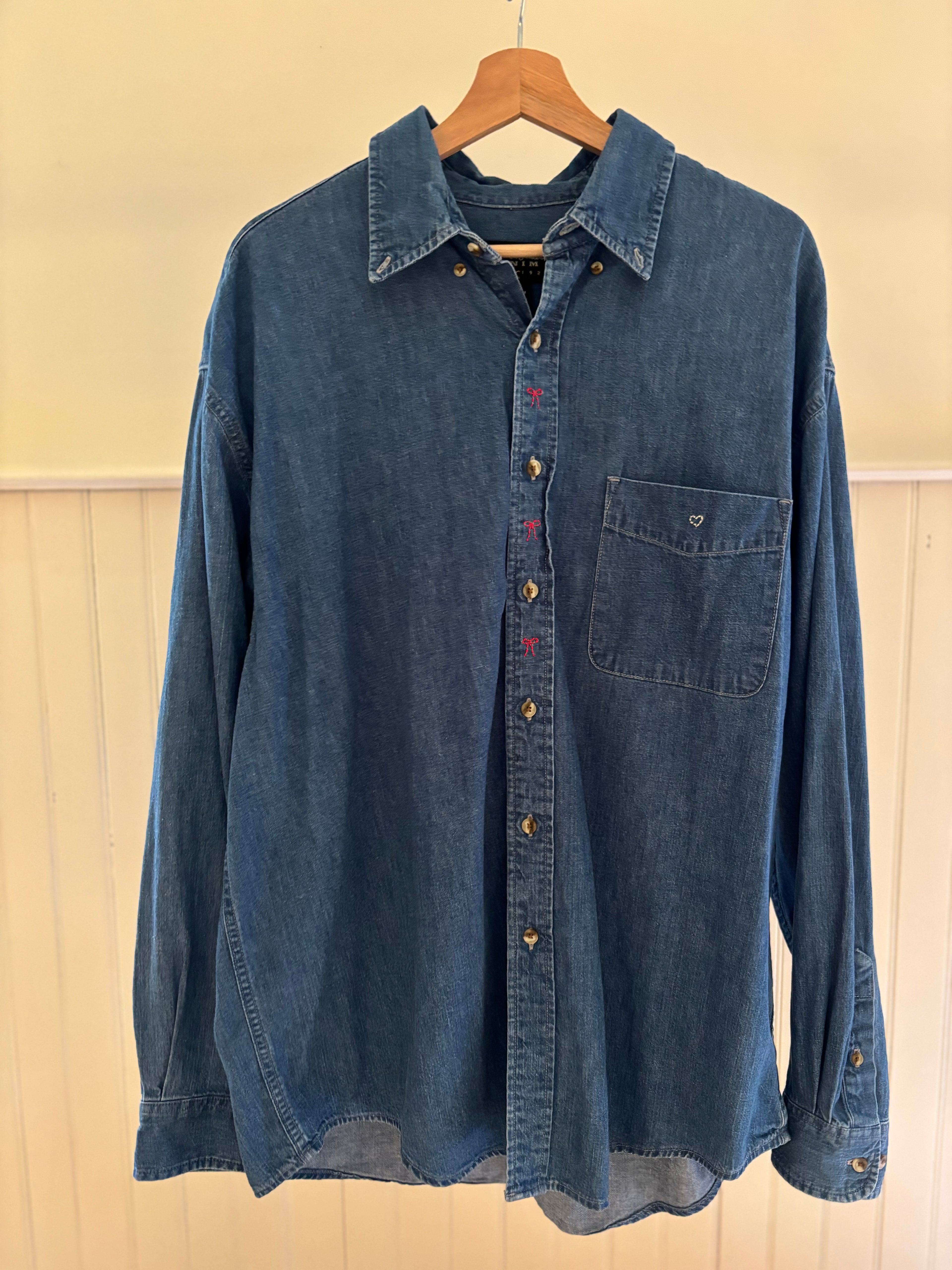 1990s Denim Shirt with Embroidery