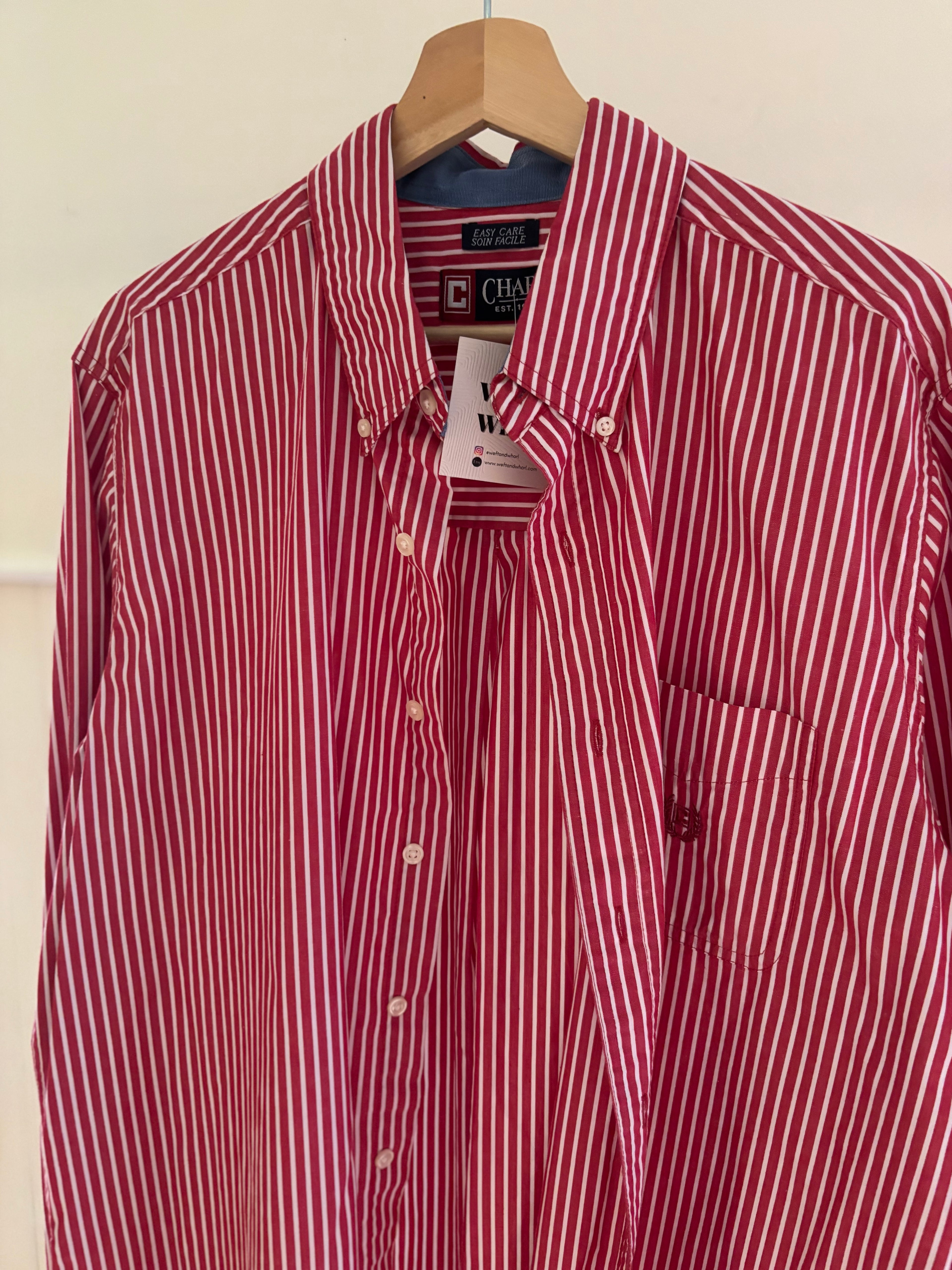Y2K Red Pinstriped Button Up Shirt