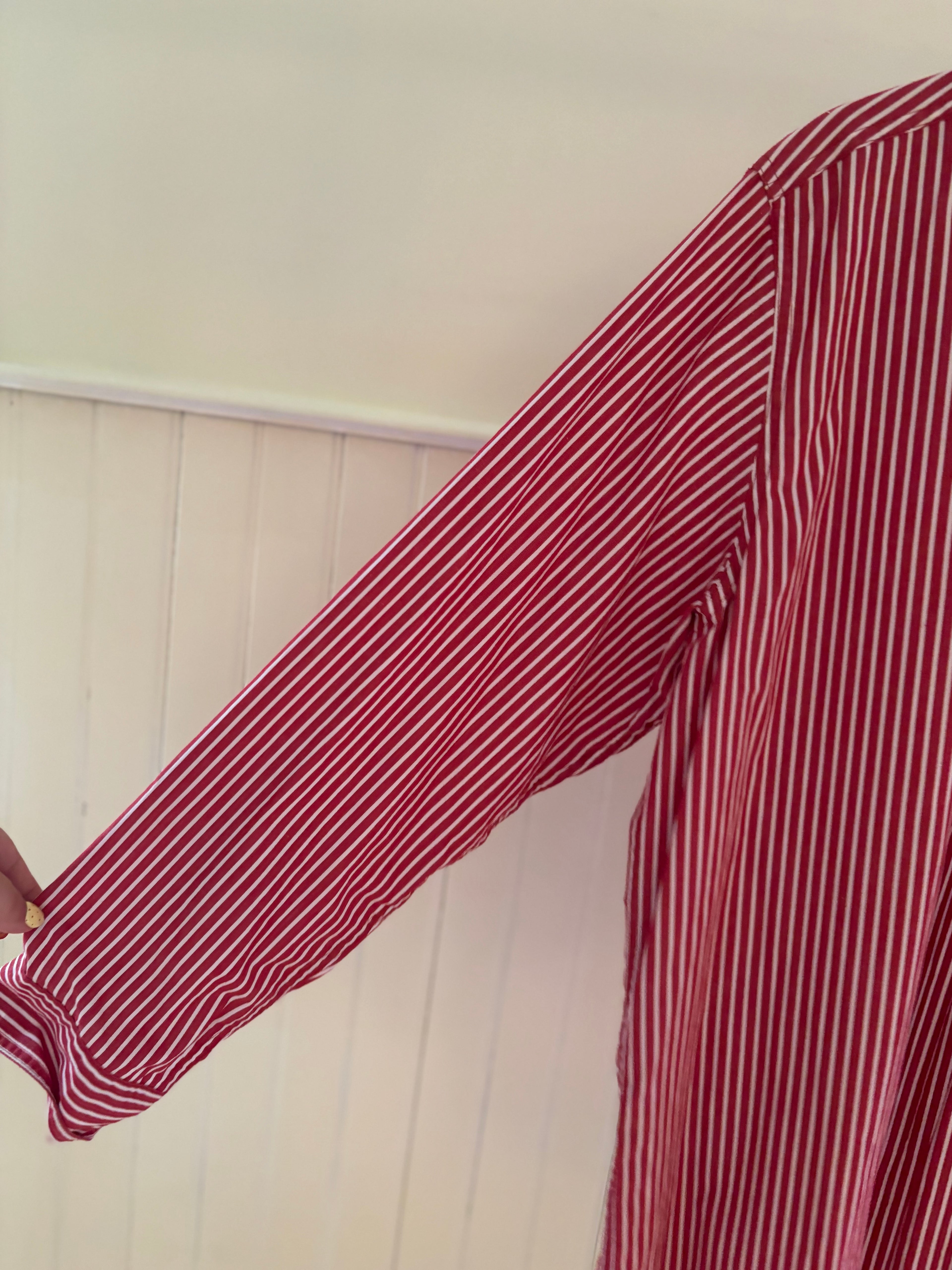 Y2K Red Pinstriped Button Up Shirt