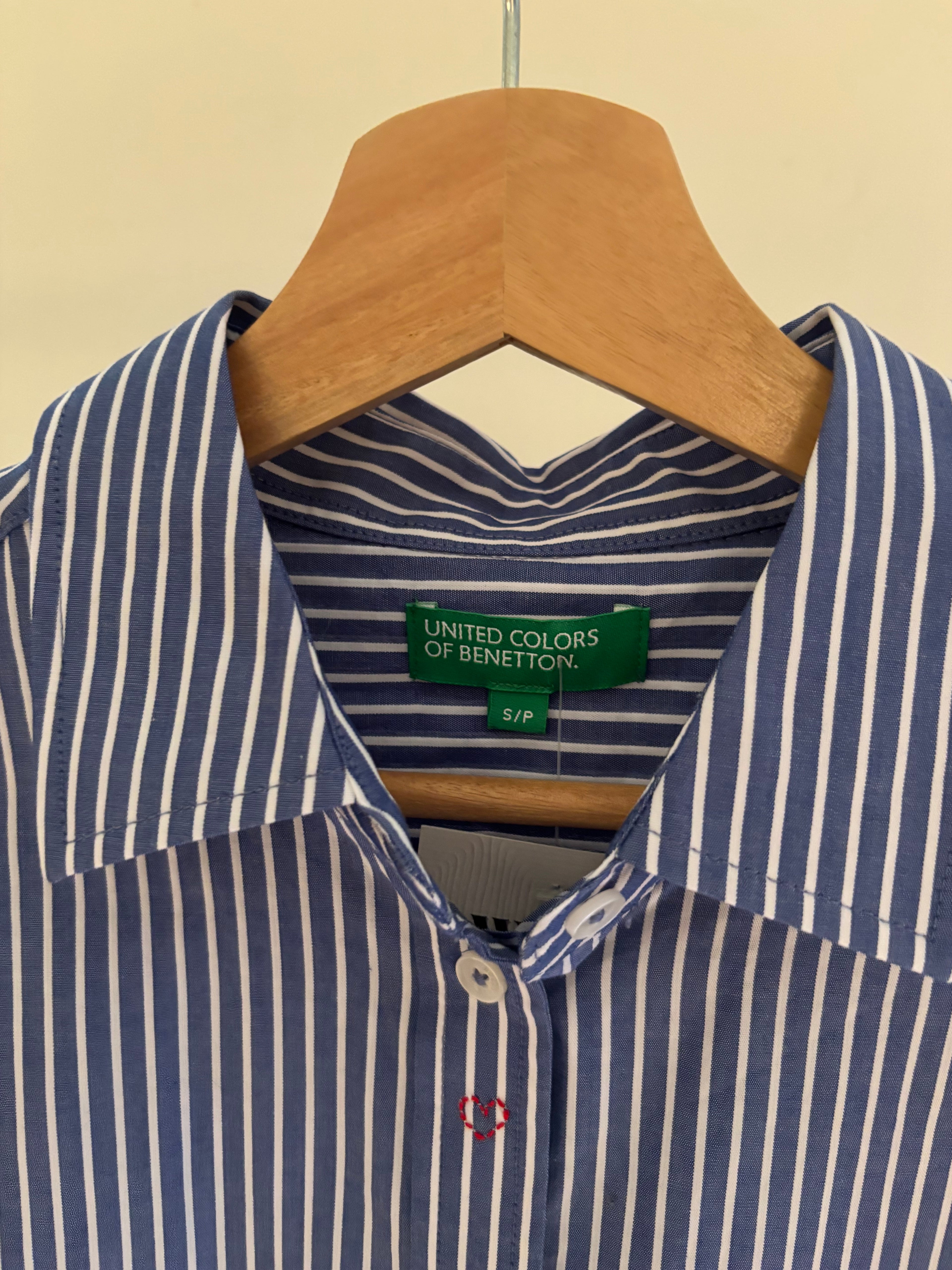 Y2K Embroidered Pinstriped Button Up