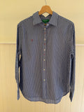 Y2K Embroidered Pinstriped Button Up