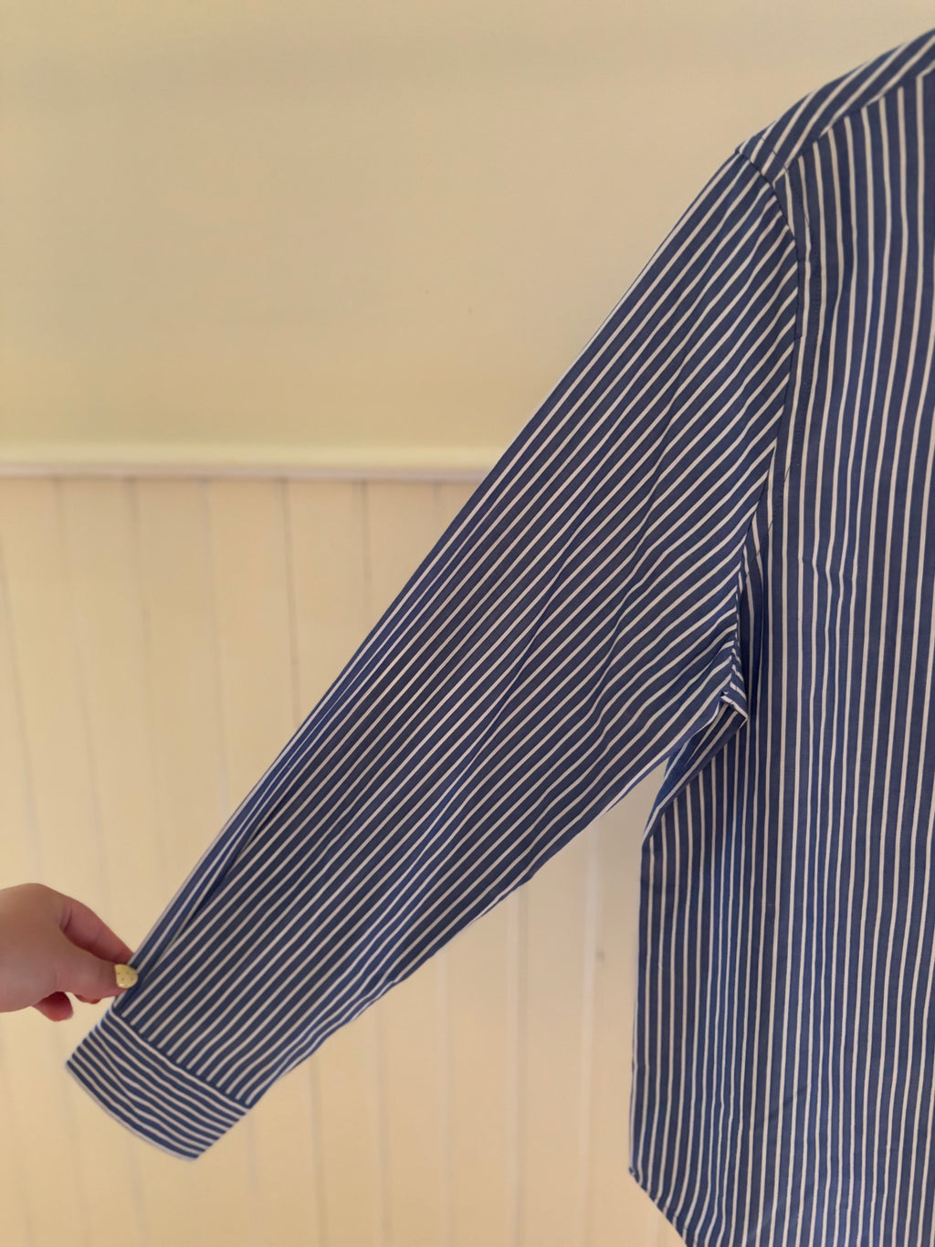 Y2K Embroidered Pinstriped Button Up