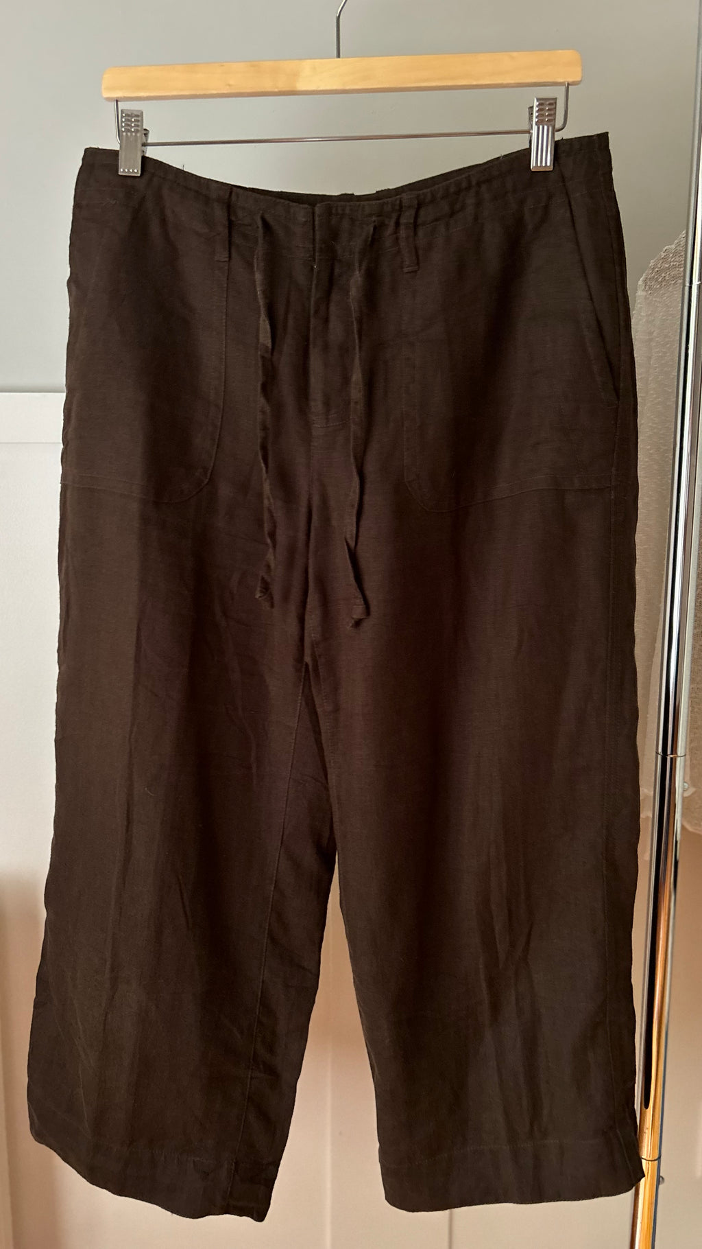 Y2K Brown Linen Capris | size 31"