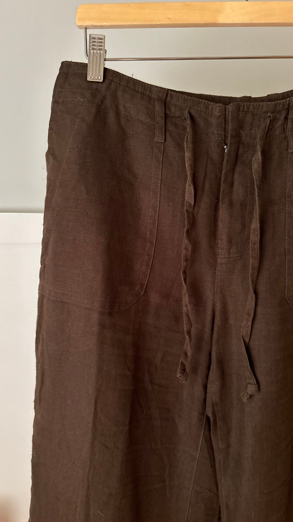 Y2K Brown Linen Capris | size 31"