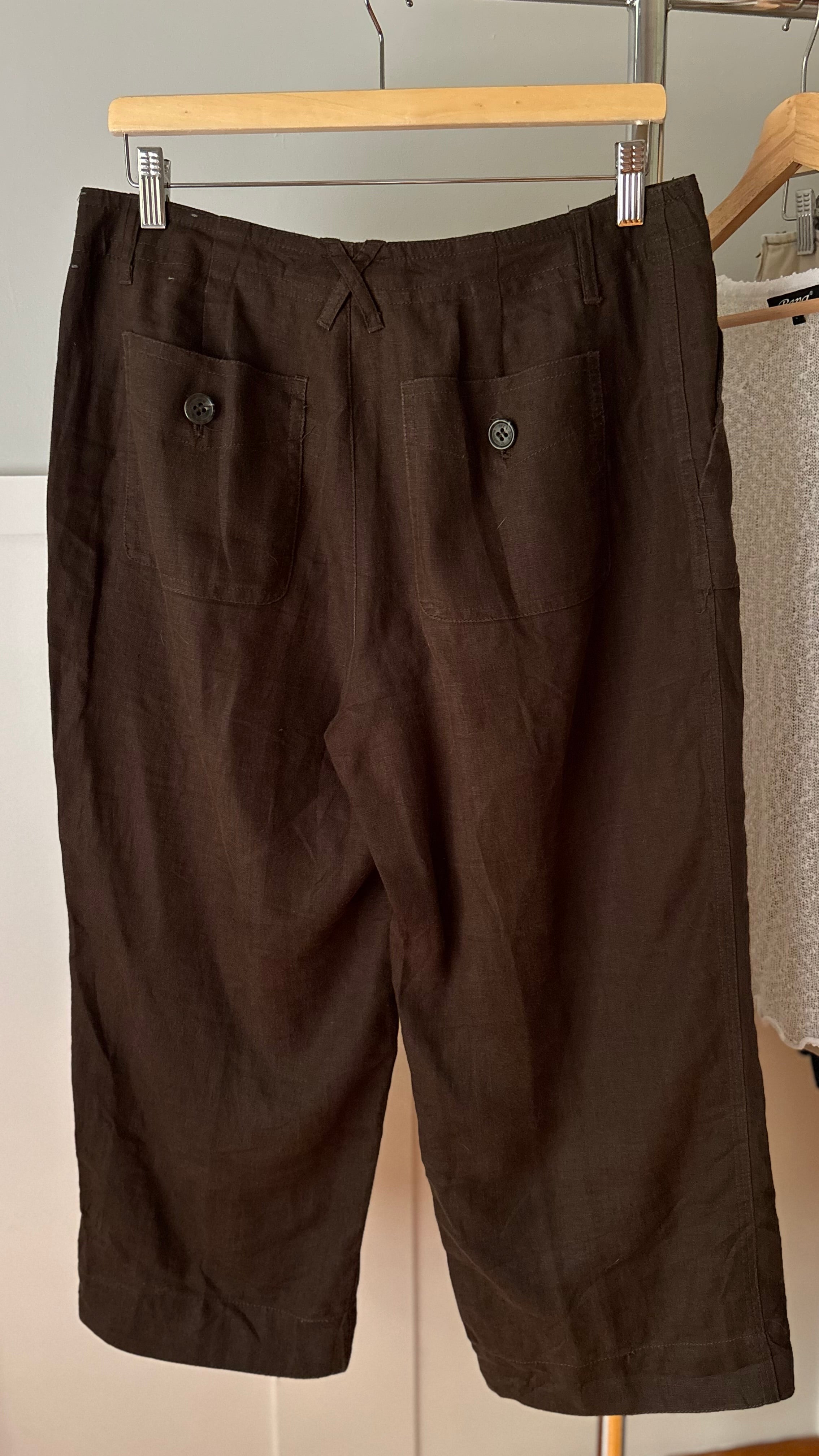 Y2K Brown Linen Capris | size 31"
