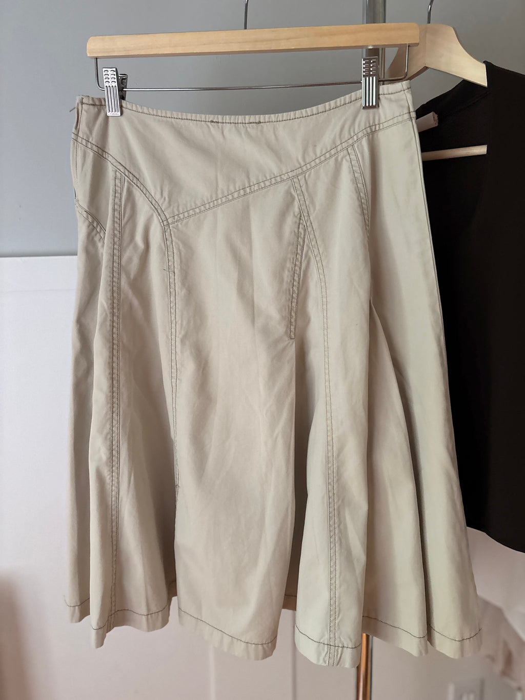 Y2K Low Rise Flared Cotton Midi Skirt | size 29"