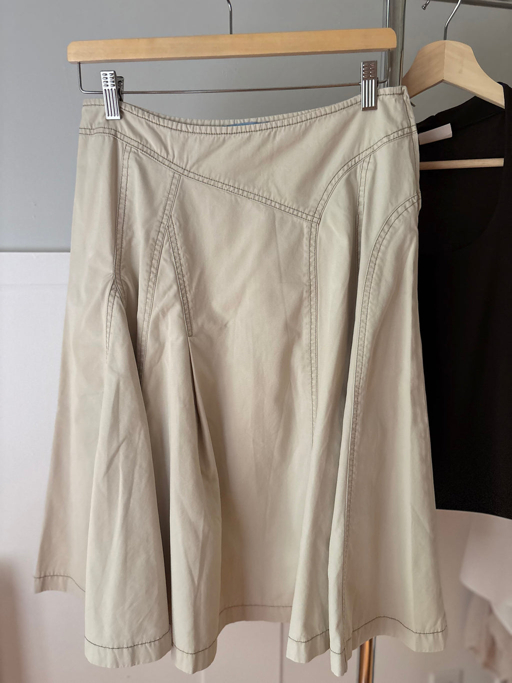 Y2K Low Rise Flared Cotton Midi Skirt | size 29"