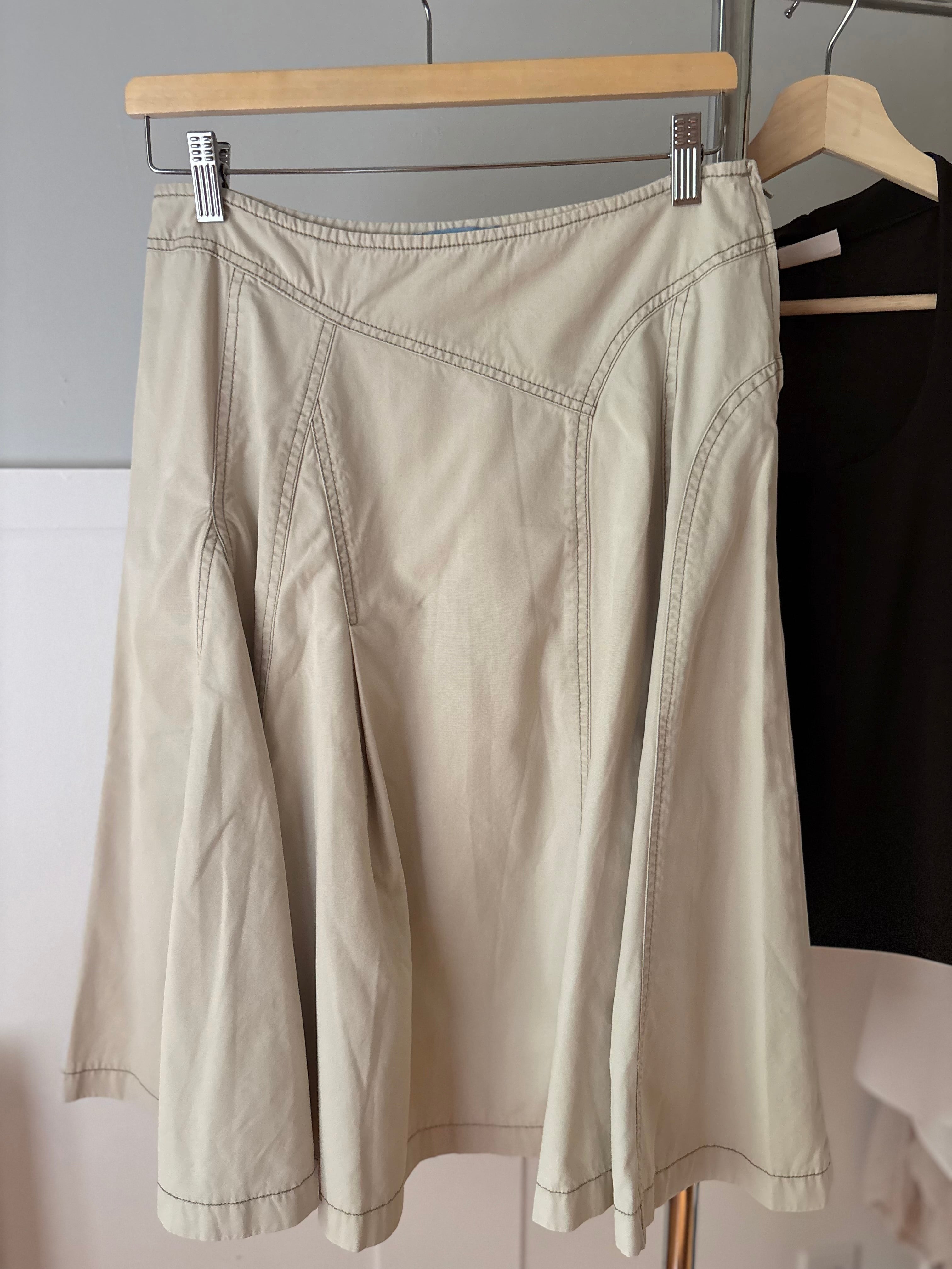 Y2K Low Rise Flared Cotton Midi Skirt | size 29"