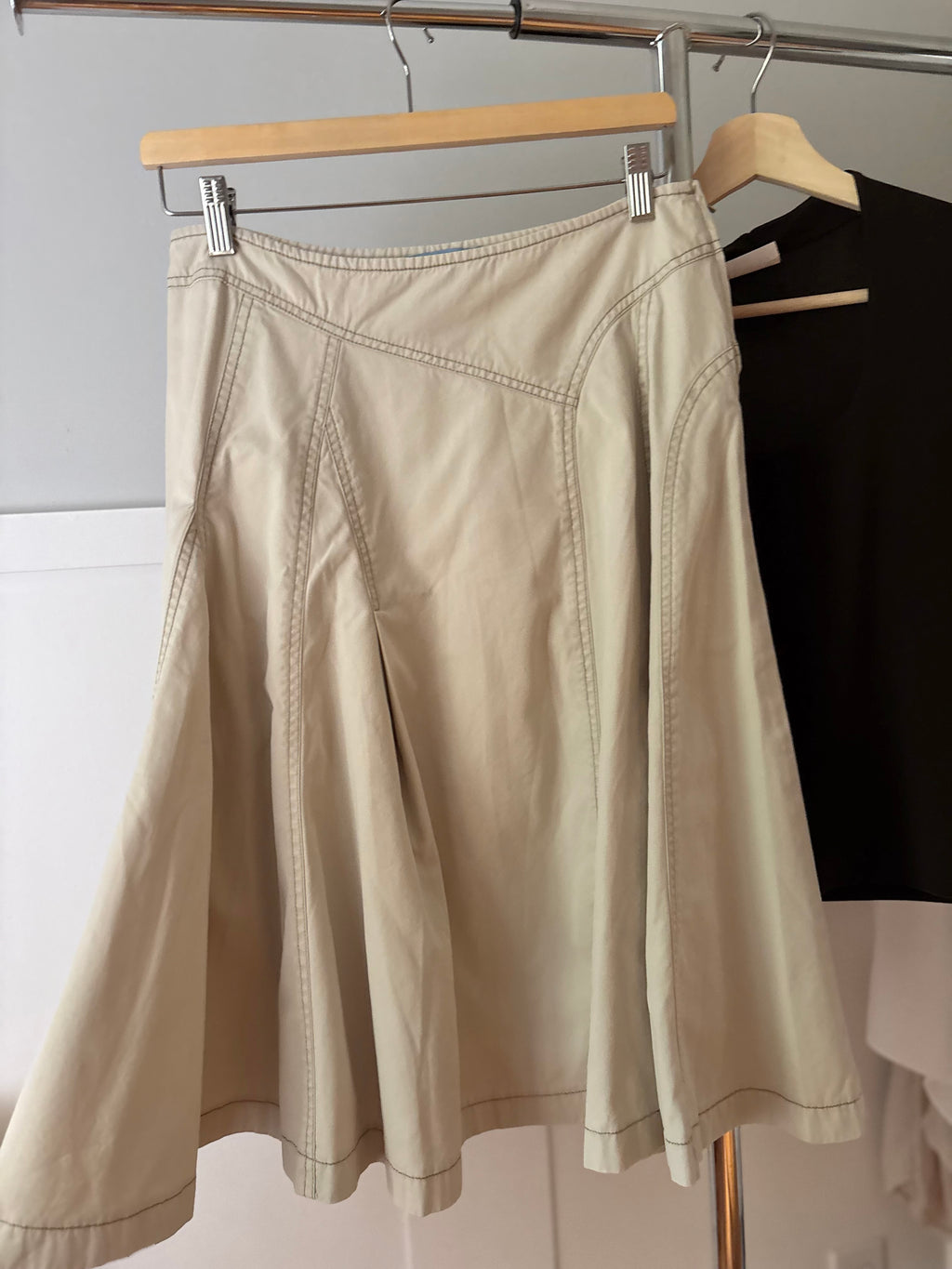 Y2K Low Rise Flared Cotton Midi Skirt | size 29"