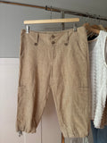 Y2K Linen Low Rise Capris with Pockets | size 33"