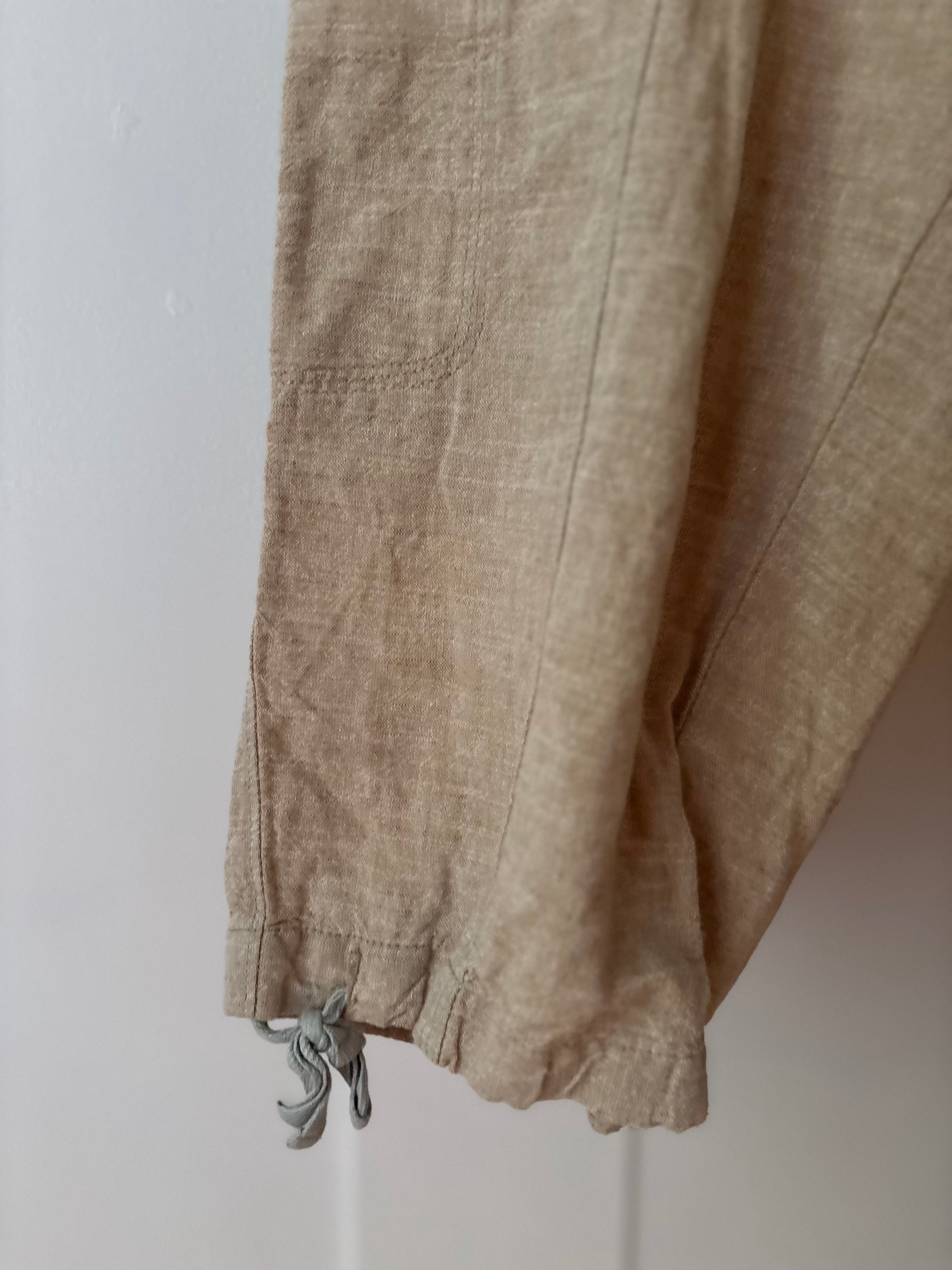 Y2K Linen Low Rise Capris with Pockets | size 33"