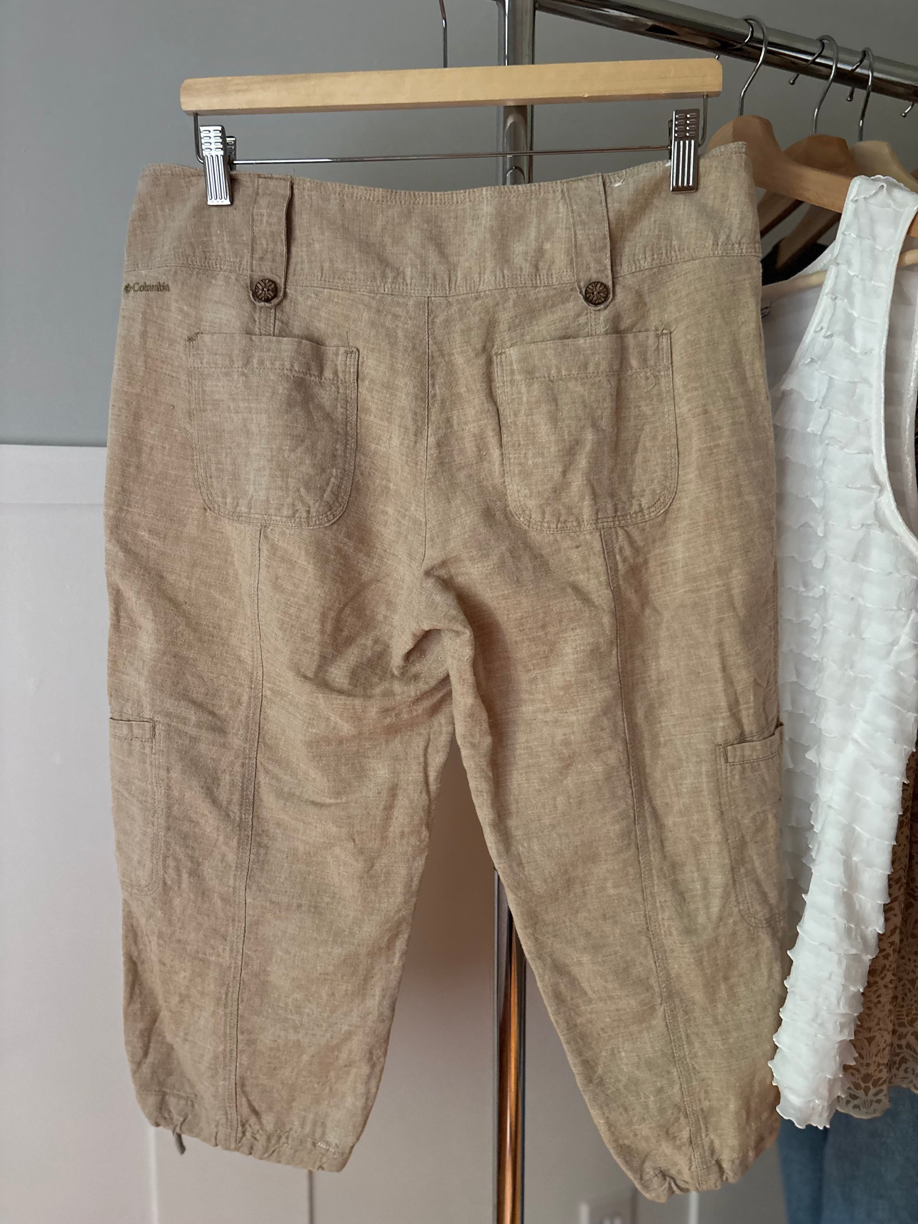 Y2K Linen Low Rise Capris with Pockets | size 33"