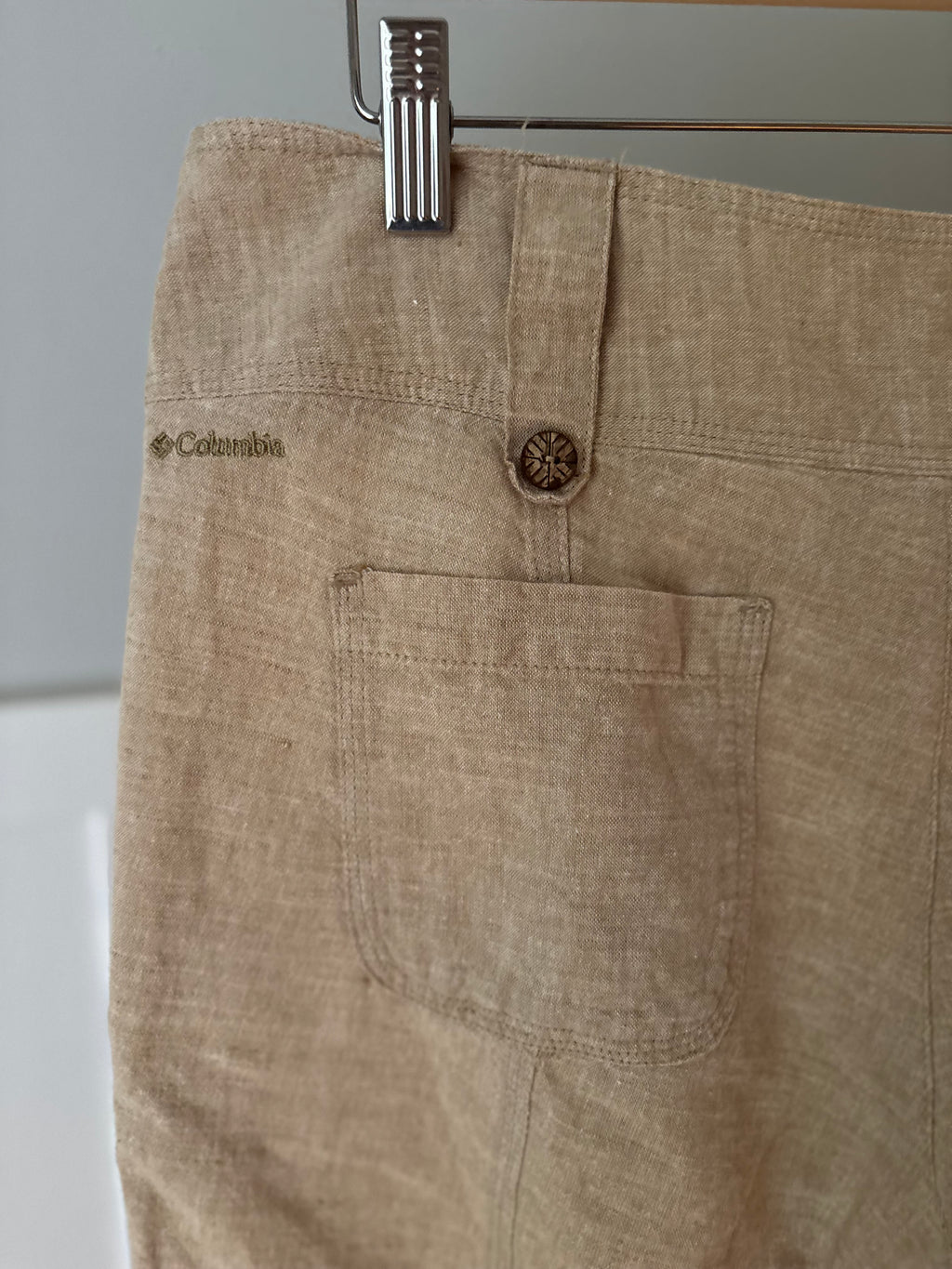 Y2K Linen Low Rise Capris with Pockets | size 33"