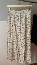 1990s Linen Blend Floral Button-Front Skirt | size 26-32"