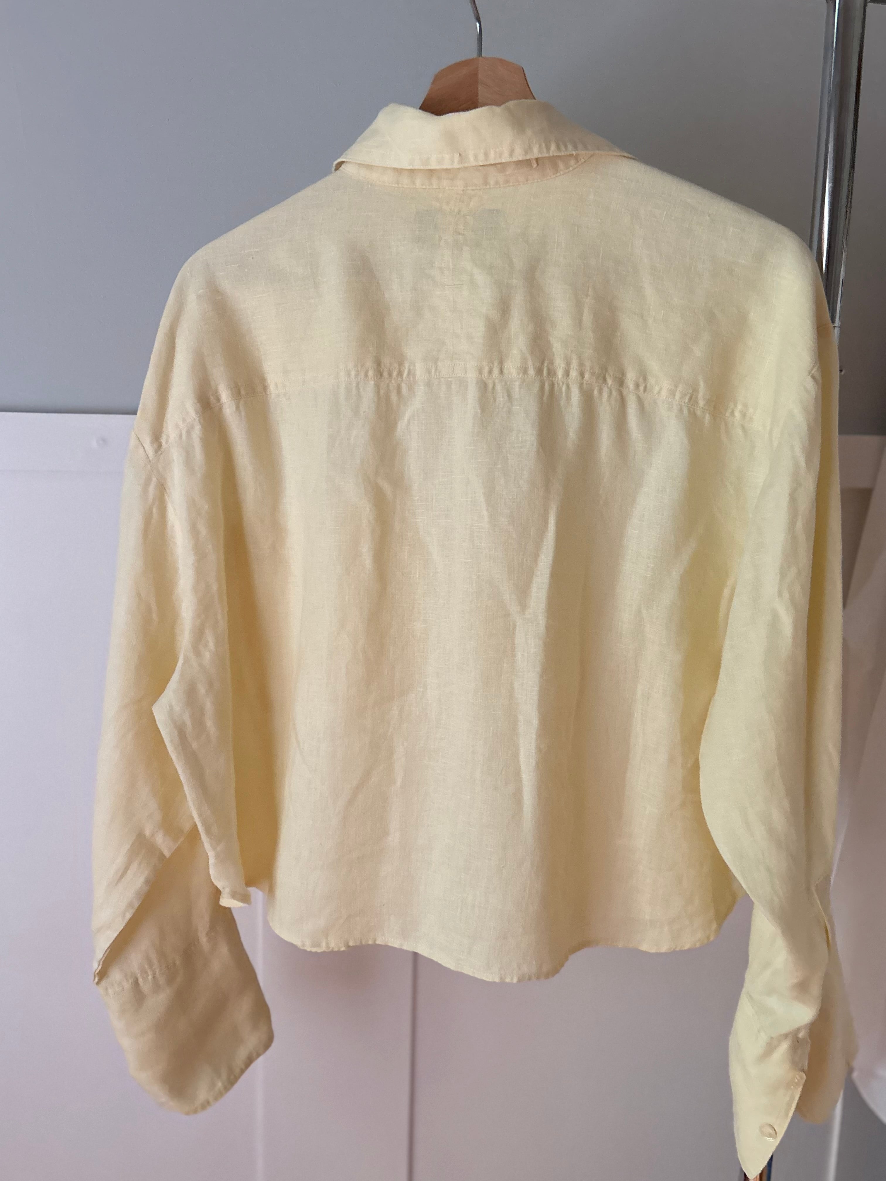 Butter Yellow Cropped Linen Shirt