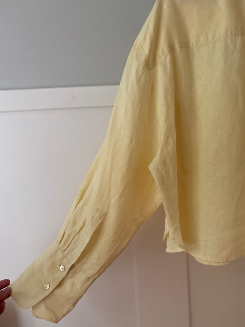 Butter Yellow Cropped Linen Shirt