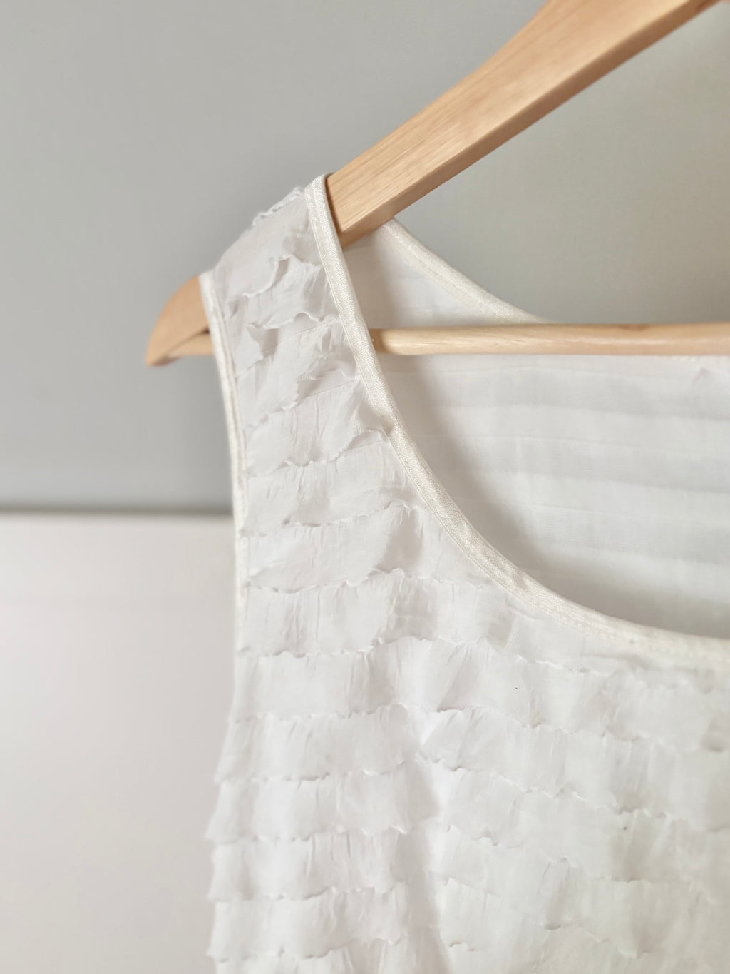 Y2K White Ruffled Tank Top