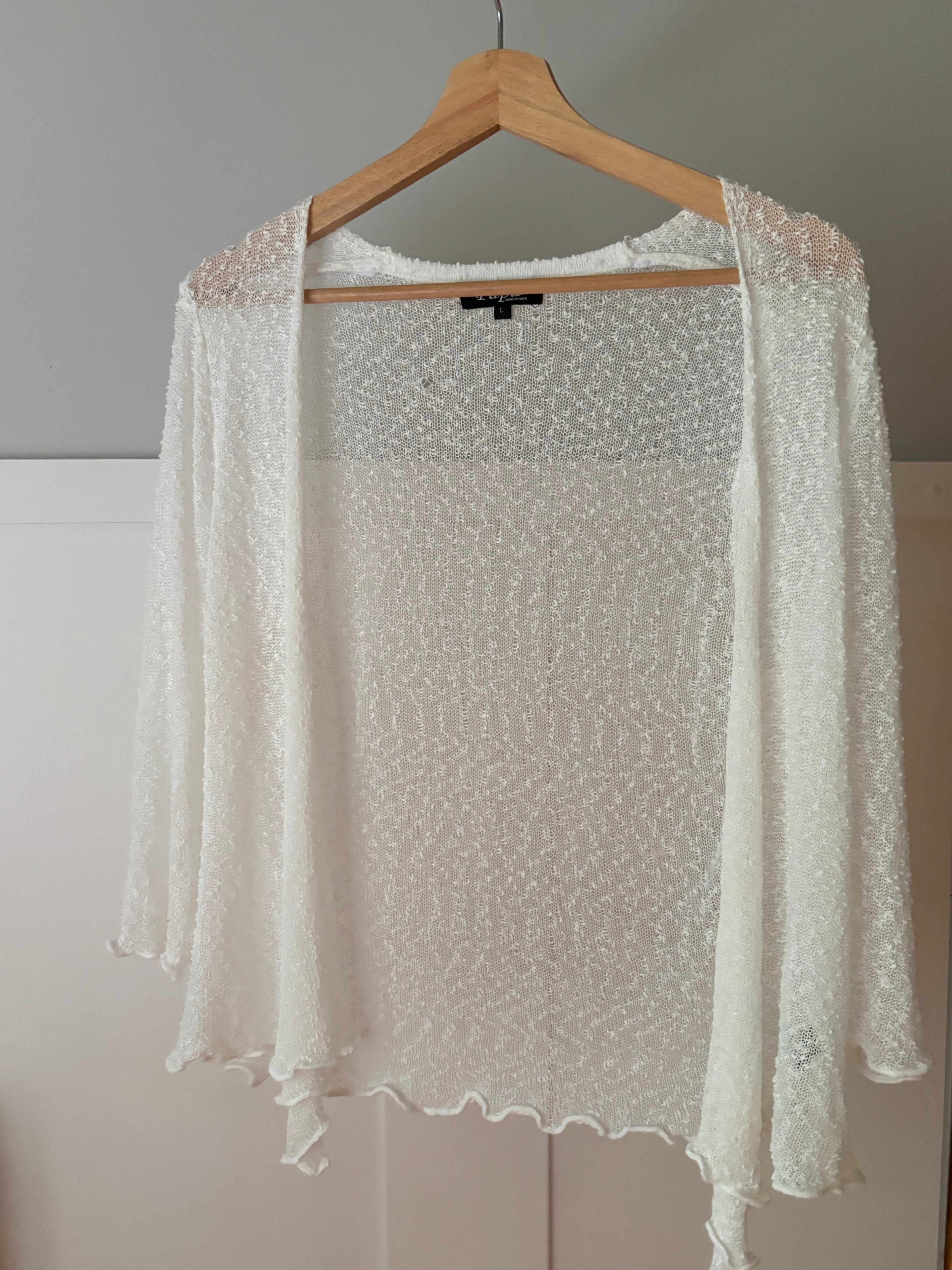 Y2K Soft White Ruffled Light Cardigan