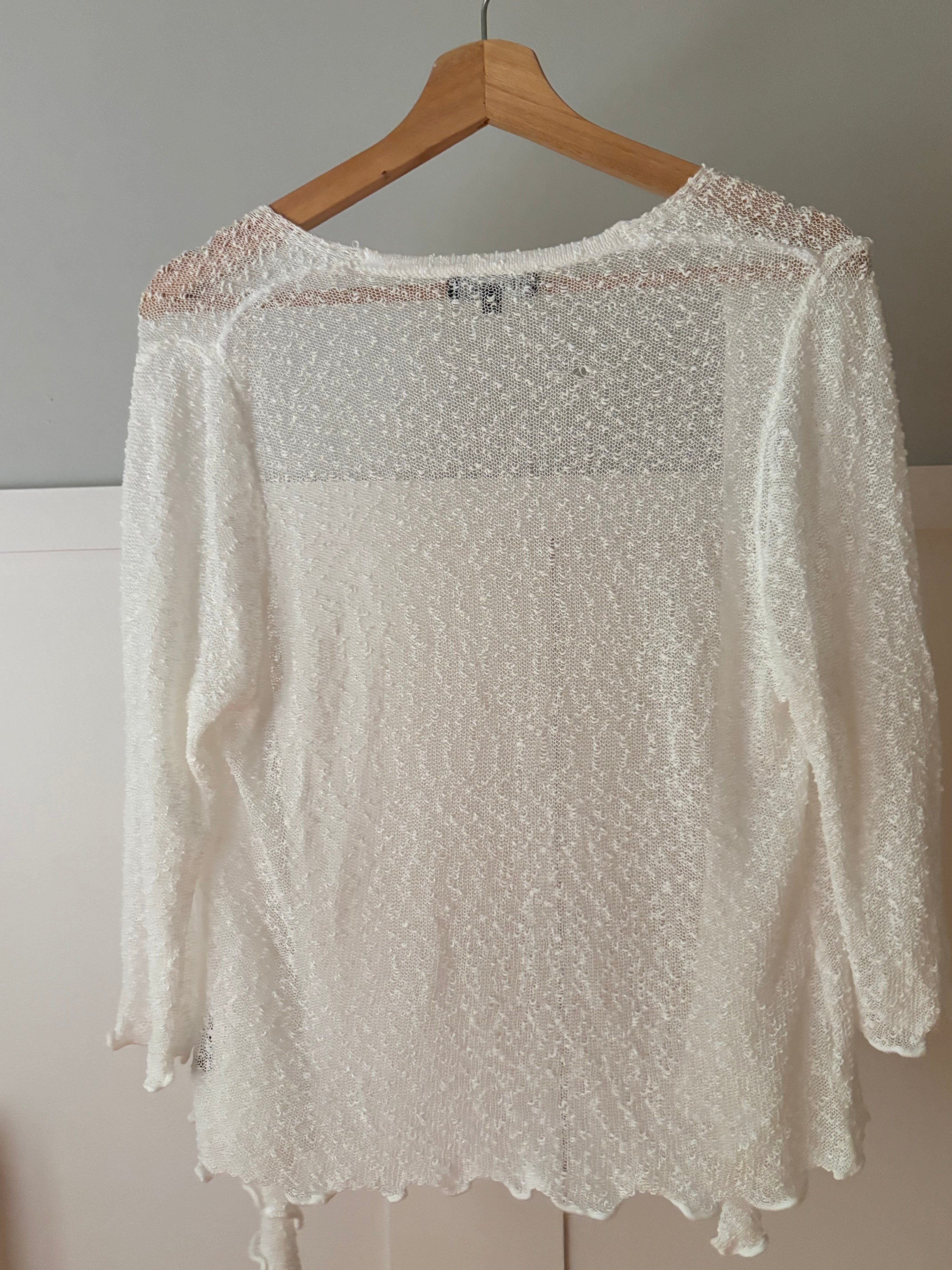 Y2K Soft White Ruffled Light Cardigan