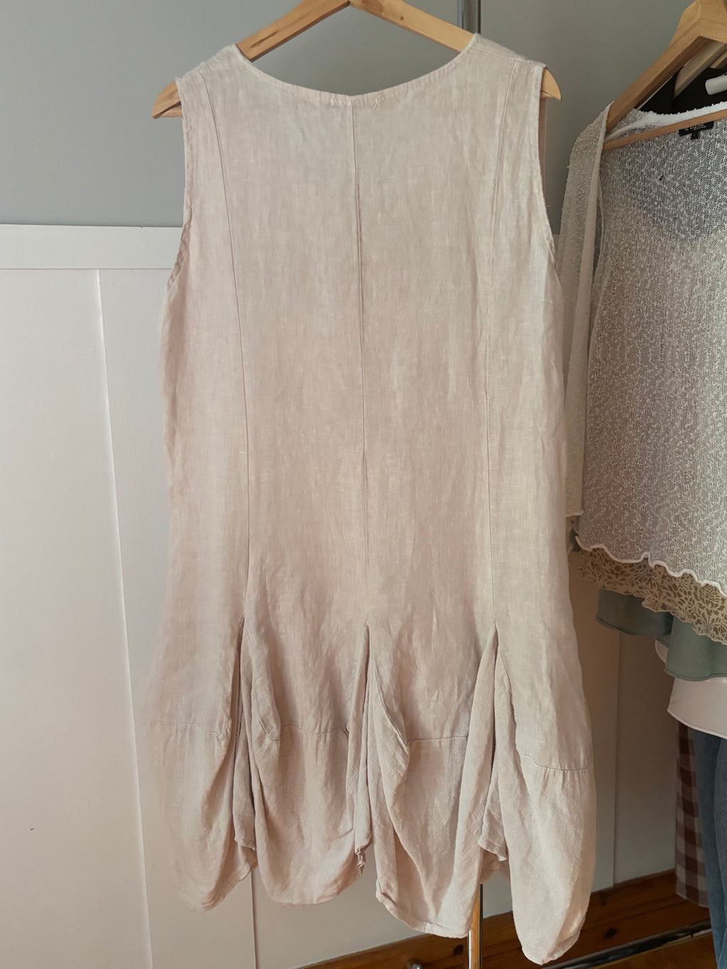 Y2K Beautiful Linen Dress with Asymmetrical Hem