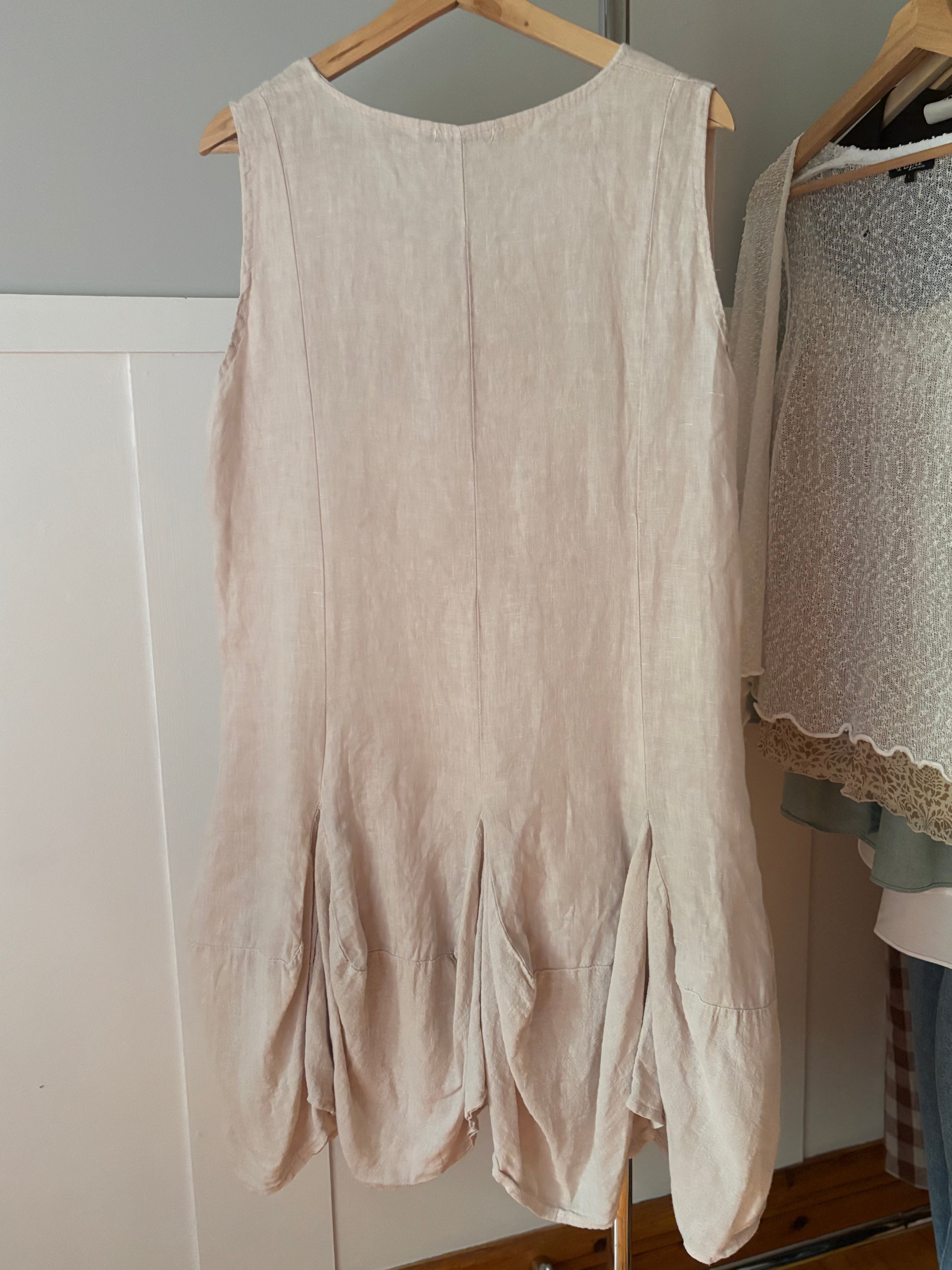 Y2K Beautiful Linen Dress with Asymmetrical Hem