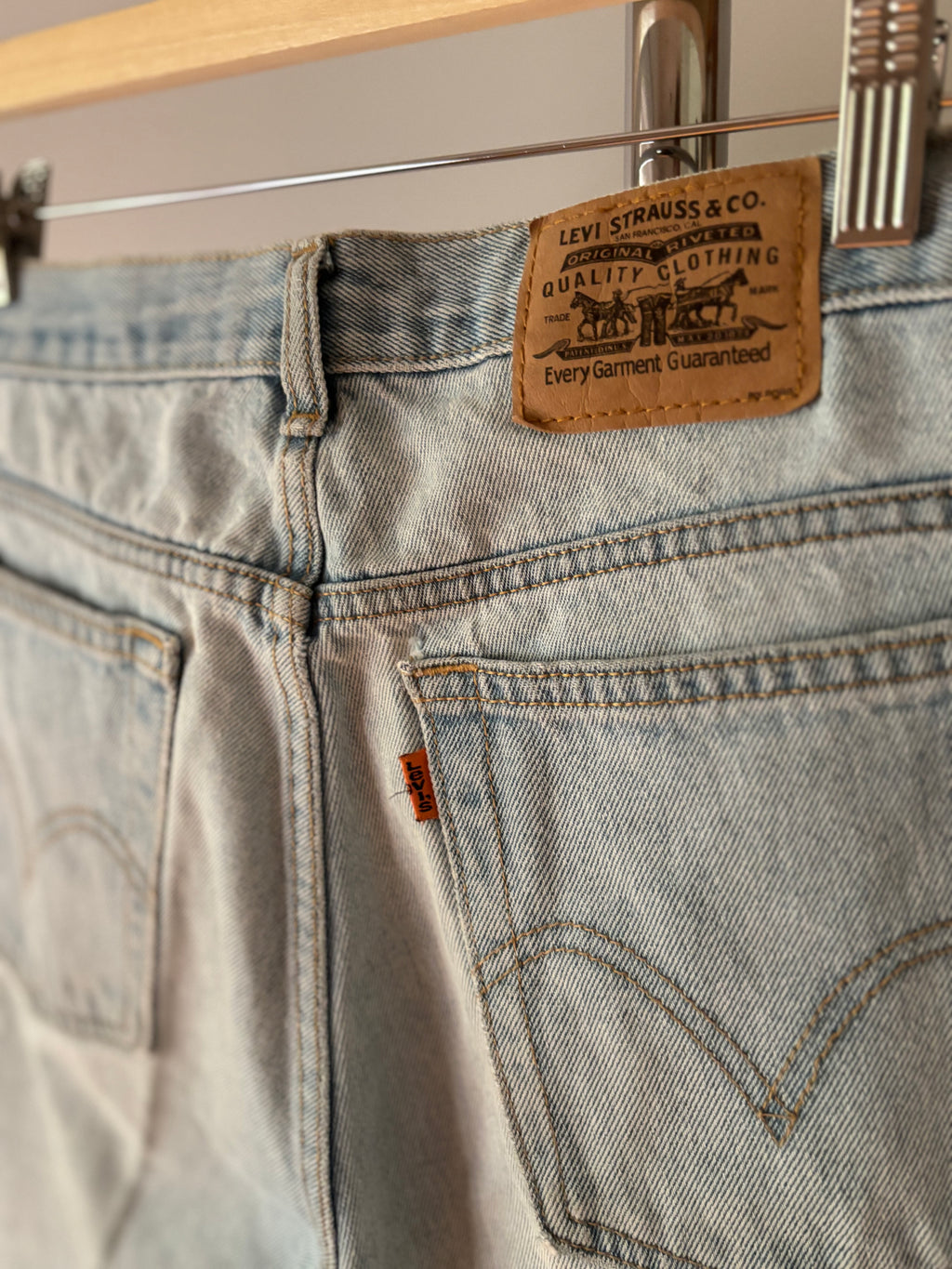 1990s Light Wash Levi's Hemmed Jean Shorts | size 30"
