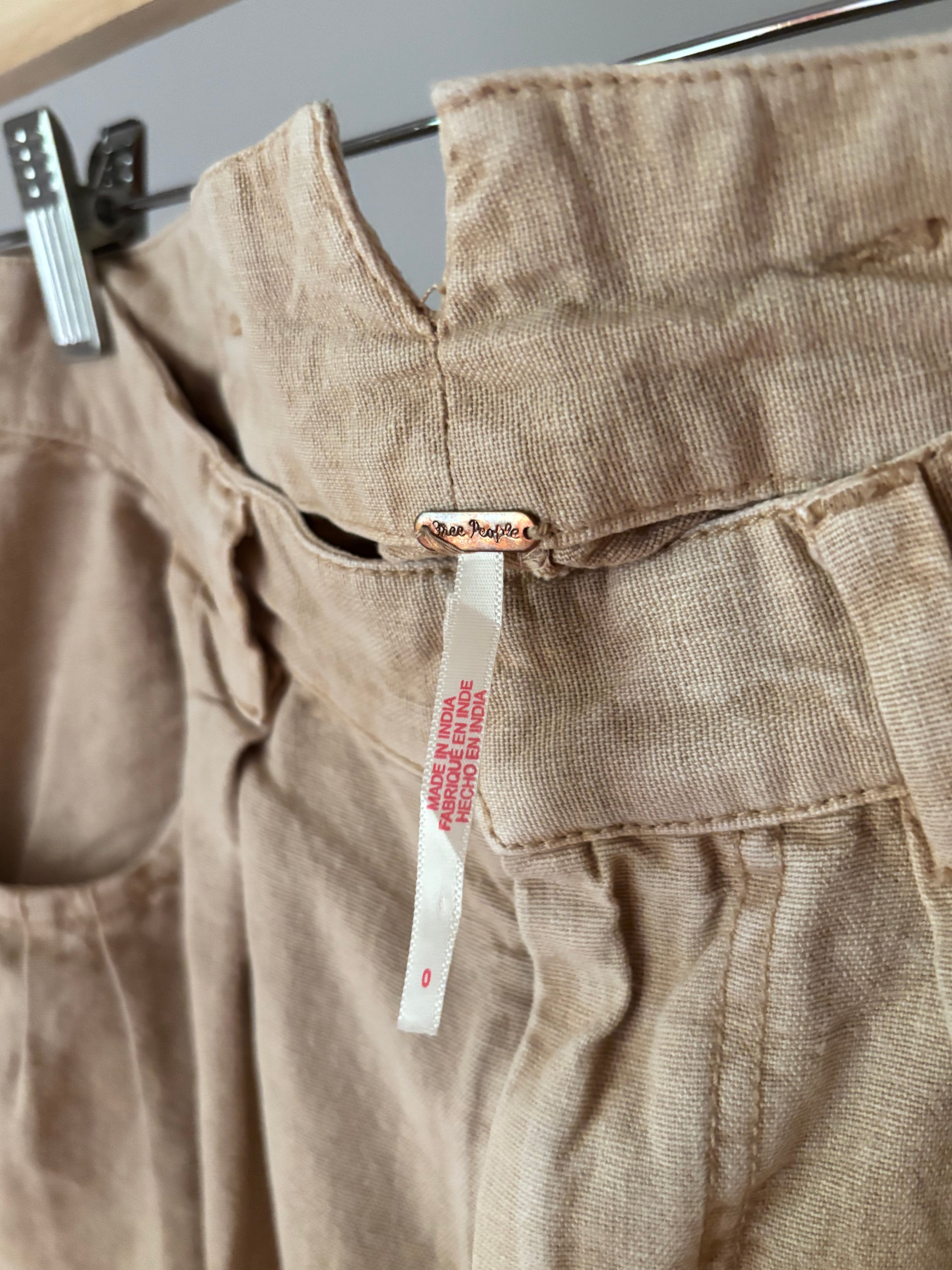 Free People Cotton & Linen High Rise Capris | size 27"