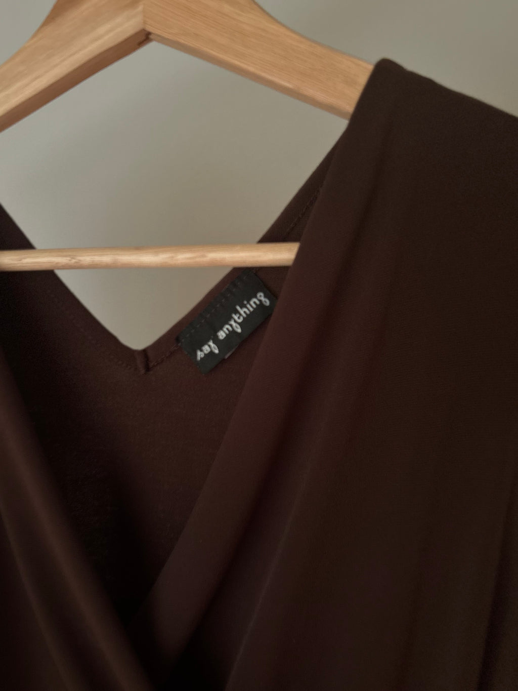 1990s Brown Wrap Top with Bow
